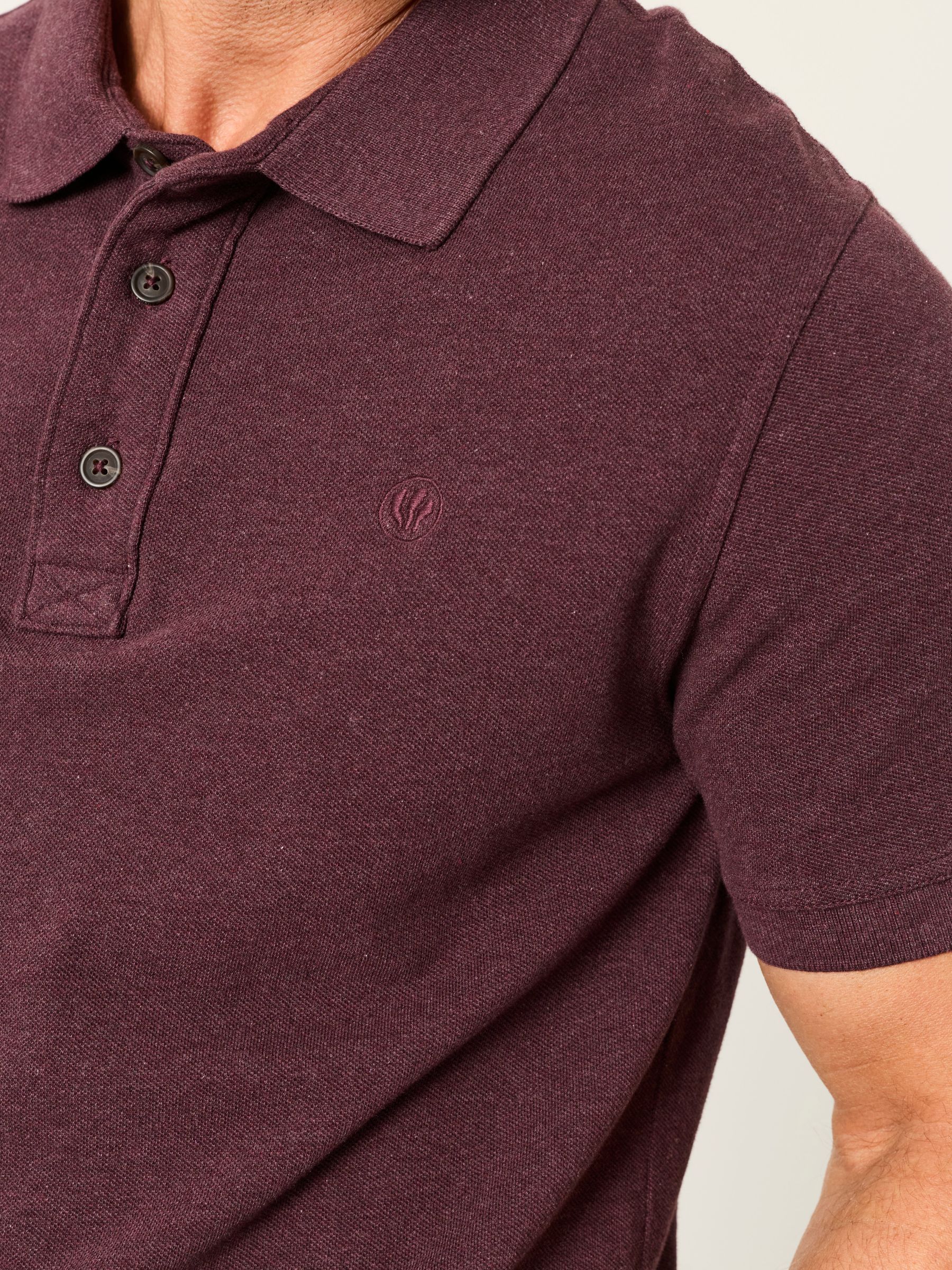 Short Sleeve Pique Polo Shirt in Dusky Purple - Image 4 of 5