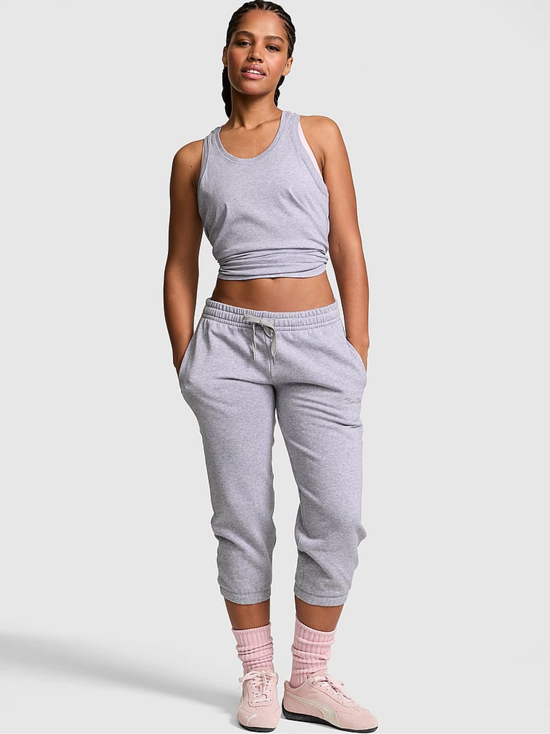 Medium Heather Grey Capri Joggers - Image 1 of 2 Medium Heather Grey Capri Joggers - Image 1 of 2