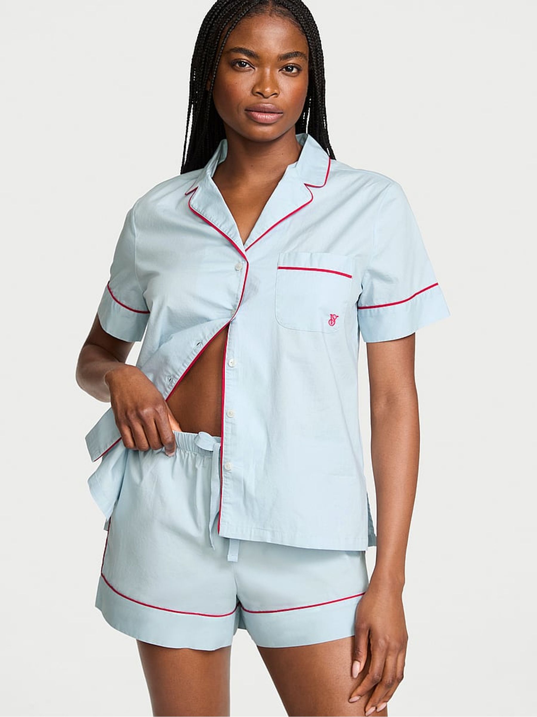 Celestial Blue Heritage Cotton Short Pyjama Set - Image 1 of 3