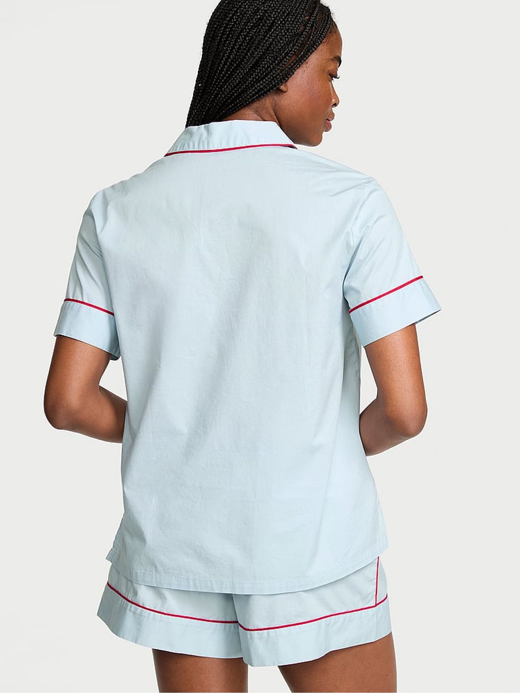 Celestial Blue Heritage Cotton Short Pyjama Set - Image 2 of 3 Celestial Blue Heritage Cotton Short Pyjama Set - Image 2 of 3