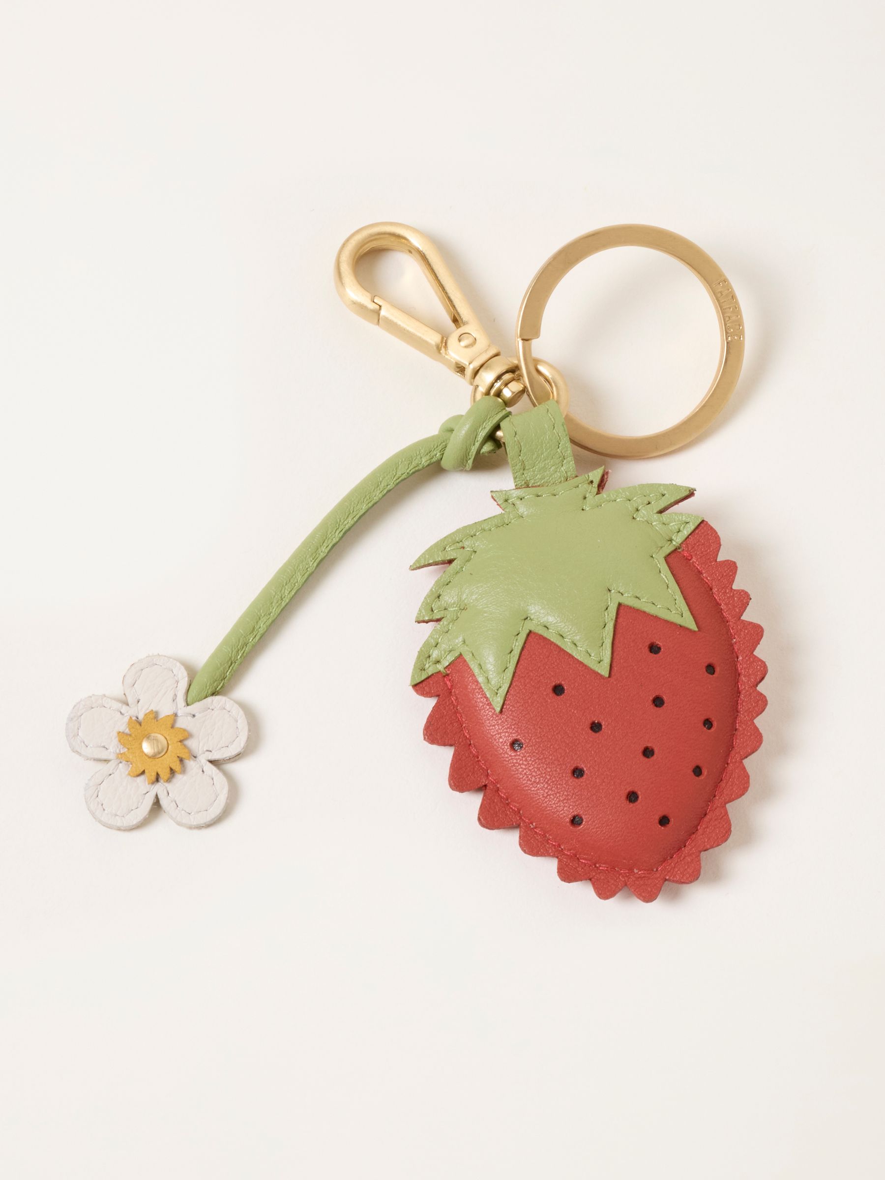 Red Leather Strawberry Bag Charm Keyring - Image 1 of 2