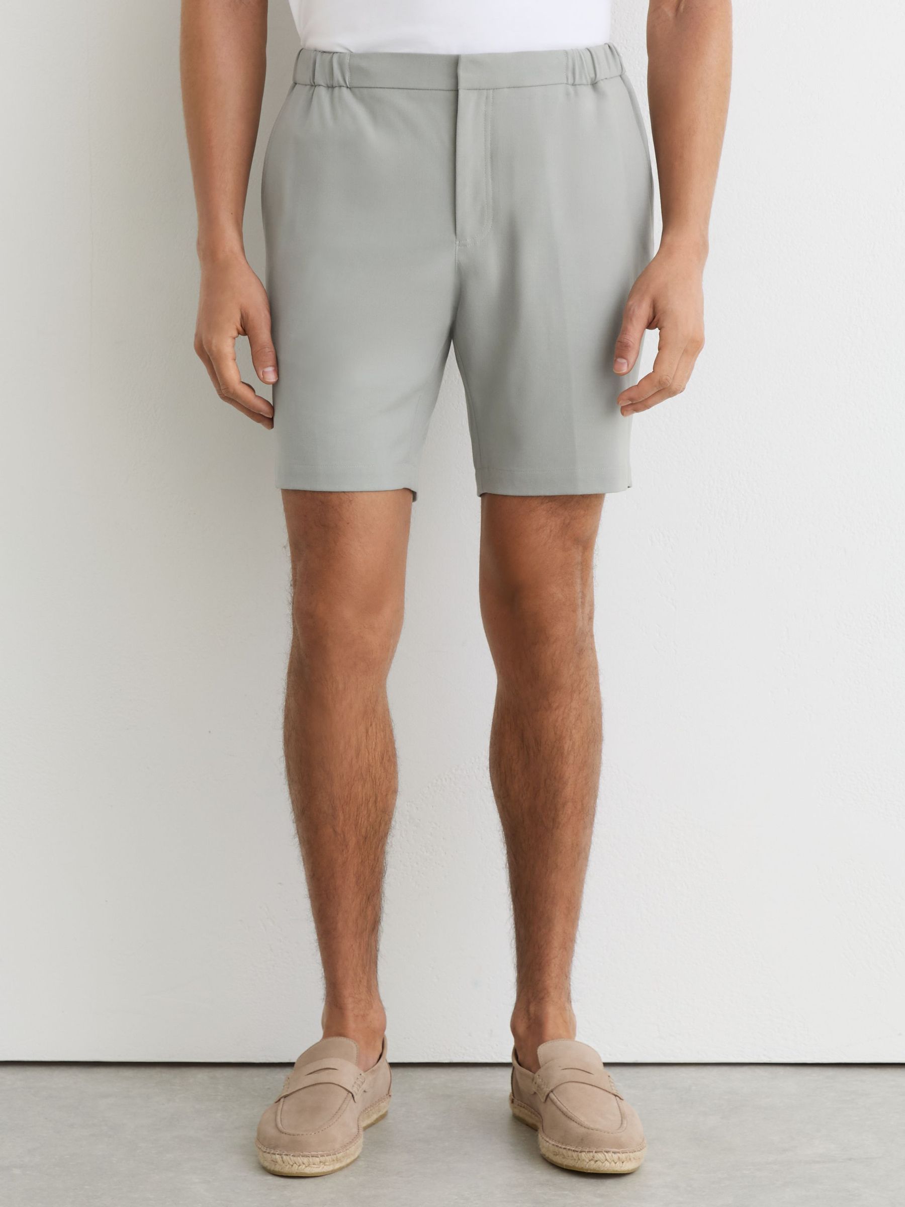 Drawstring Chino Shorts in Sage Green - Image 3 of 7