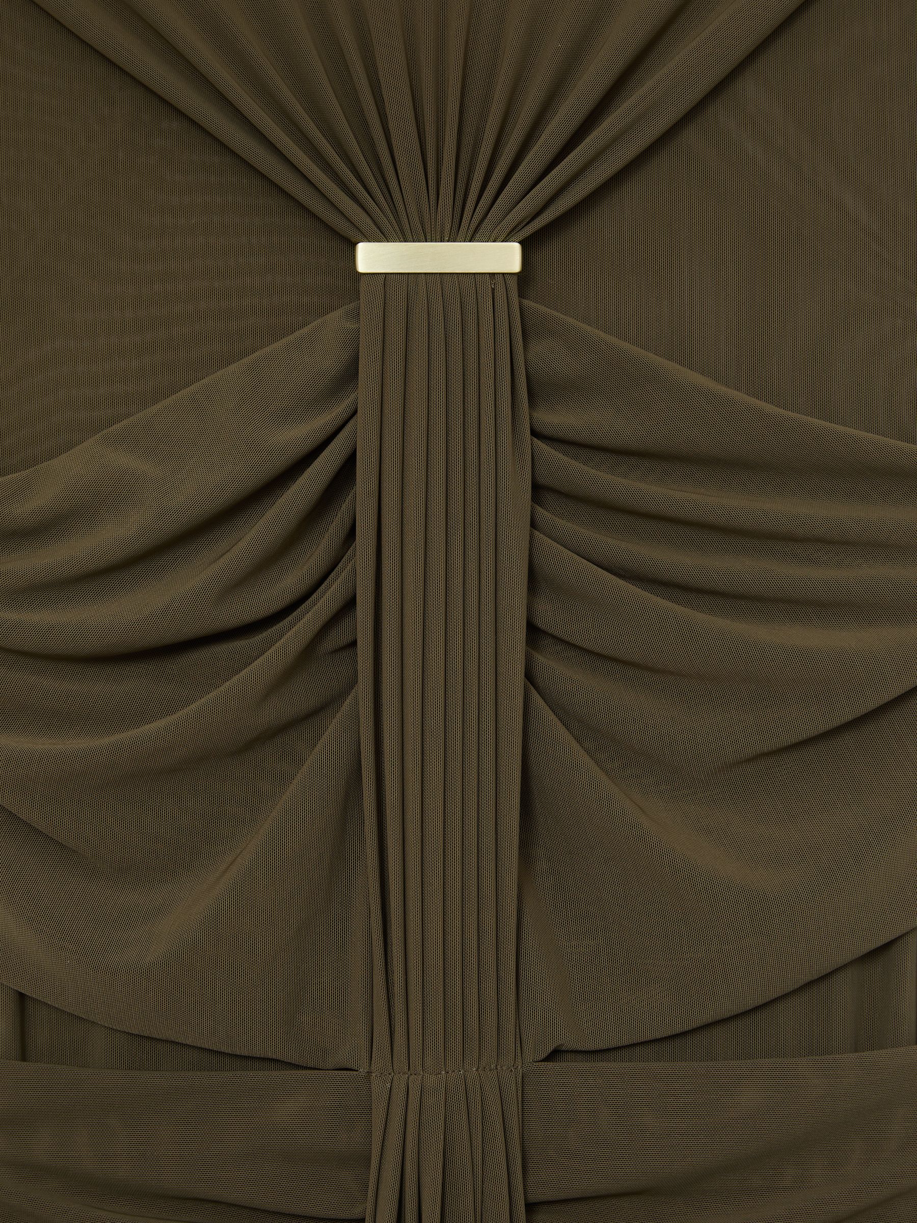 Ruched Sleeveless Maxi Dress in Khaki Green - Image 6 of 6