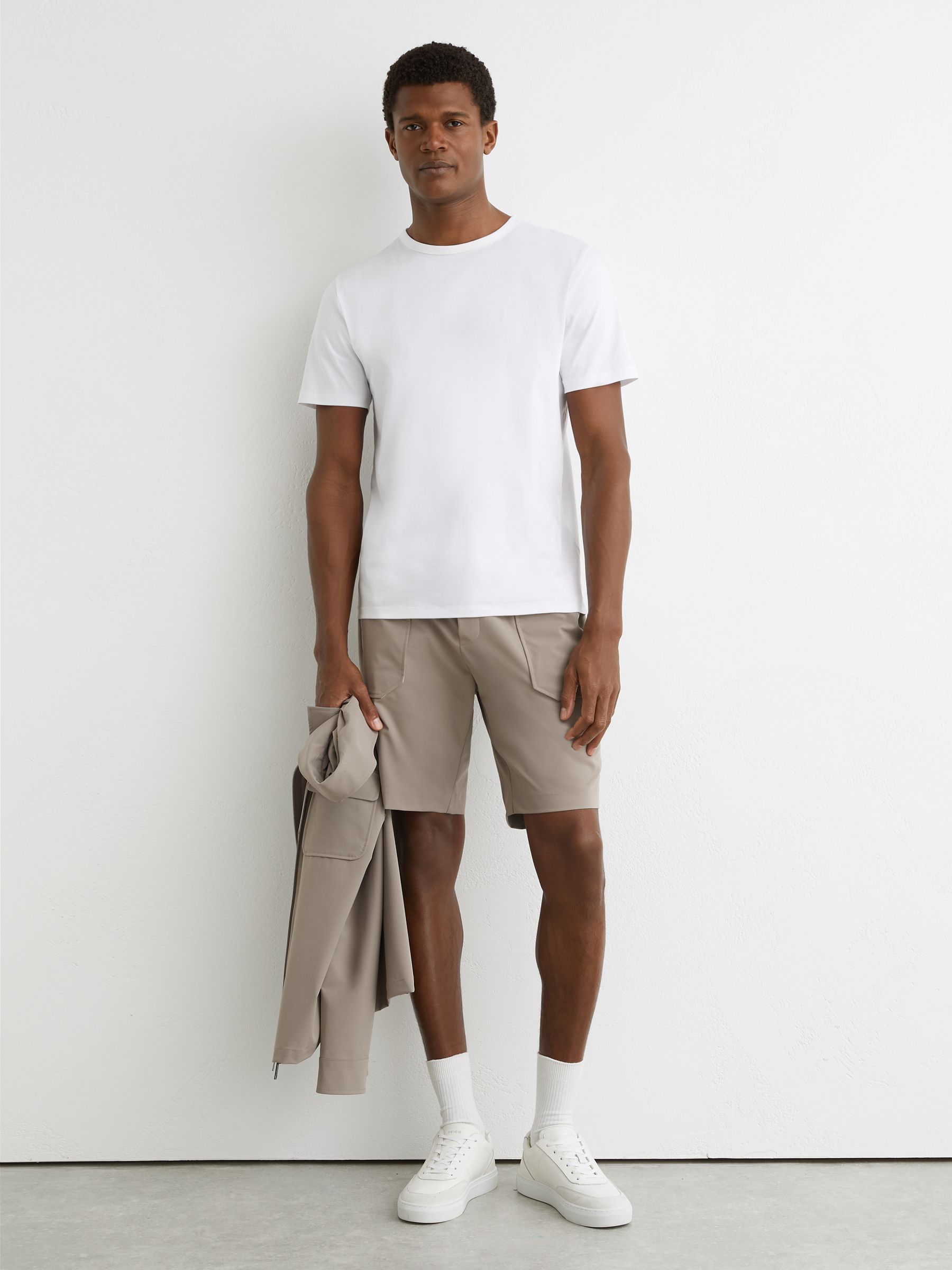 Technical Drawstring Shorts in Taupe Brown - image 2