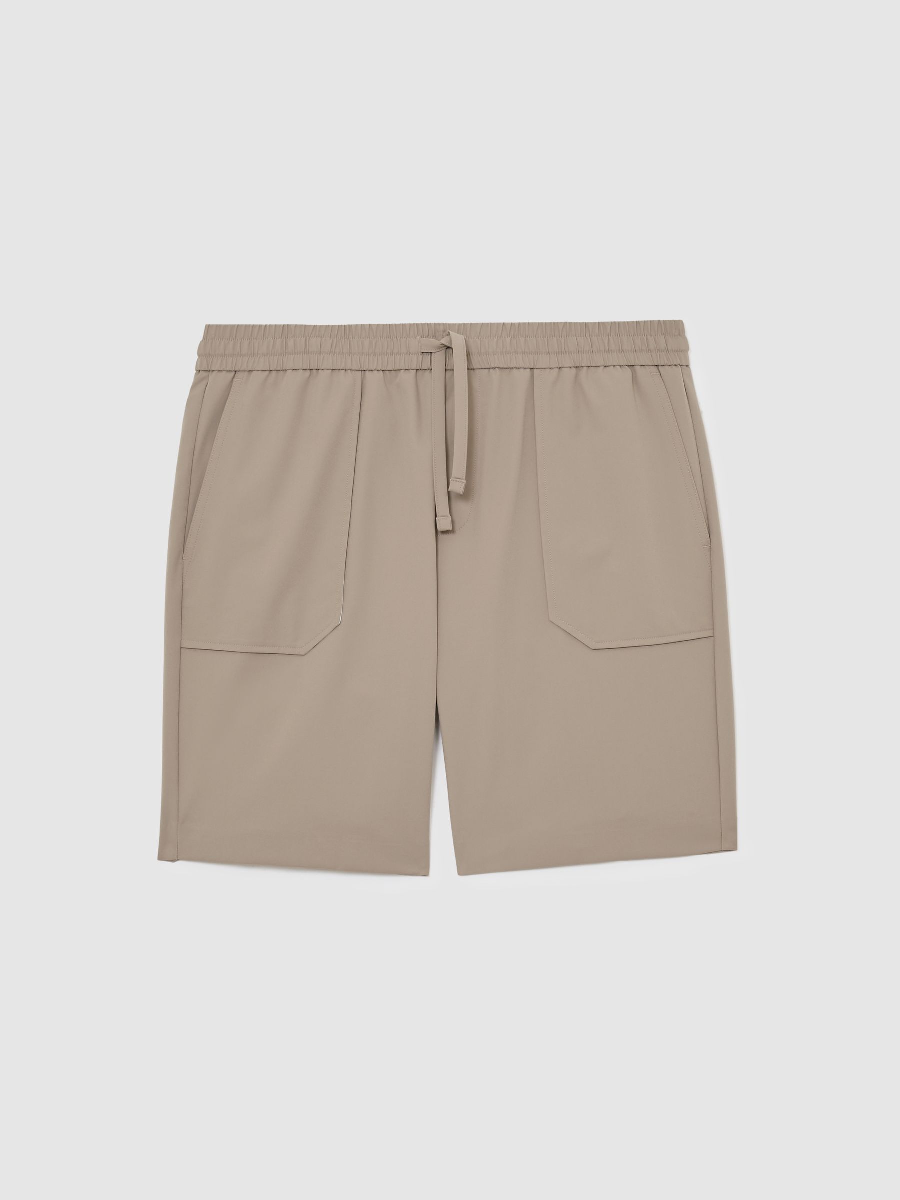 Technical Drawstring Shorts in Taupe Brown - image 1