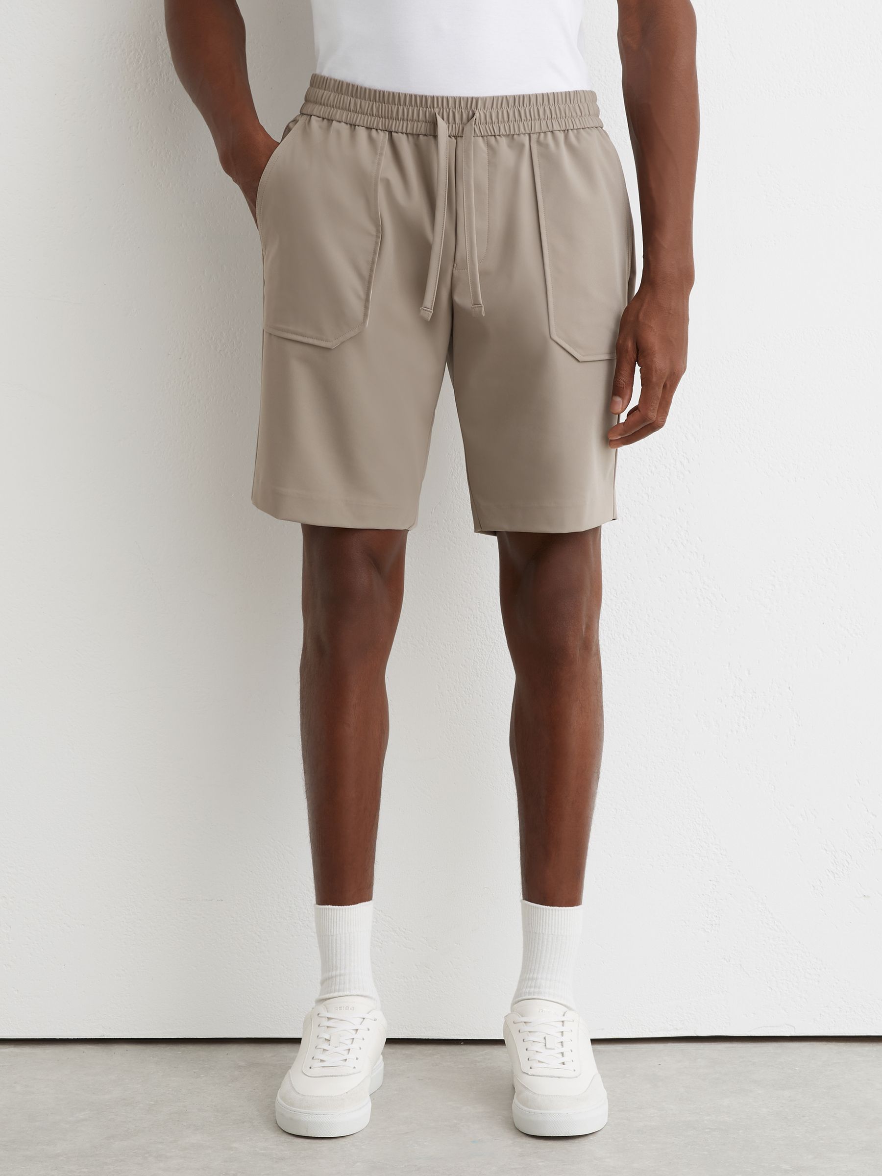 Technical Drawstring Short in Taupe Brown - Image 3 of 7