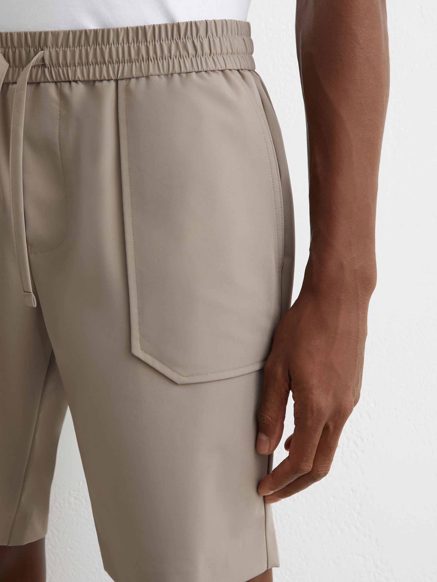 Technical Drawstring Short in Taupe Brown - Image 4 of 7