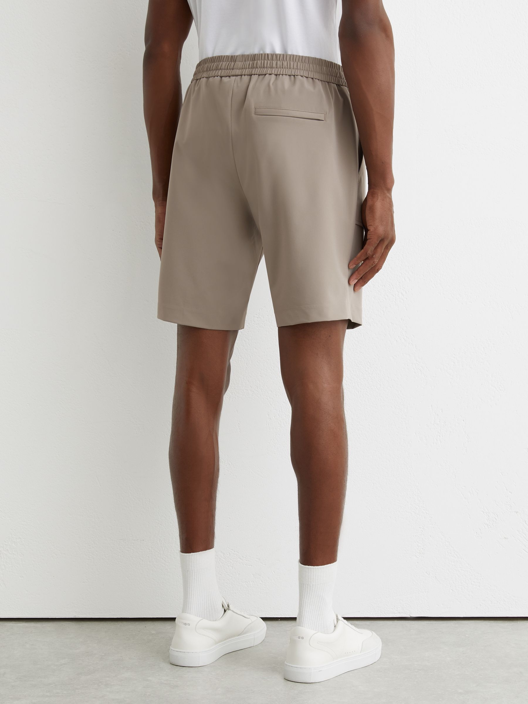 Technical Drawstring Shorts in Taupe Brown - image 5