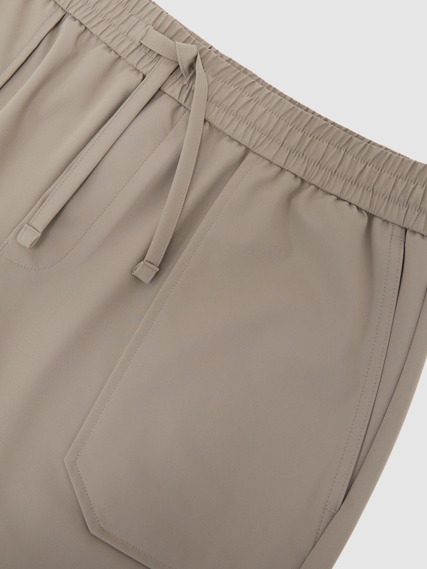Technical Drawstring Shorts in Taupe Brown - image 4