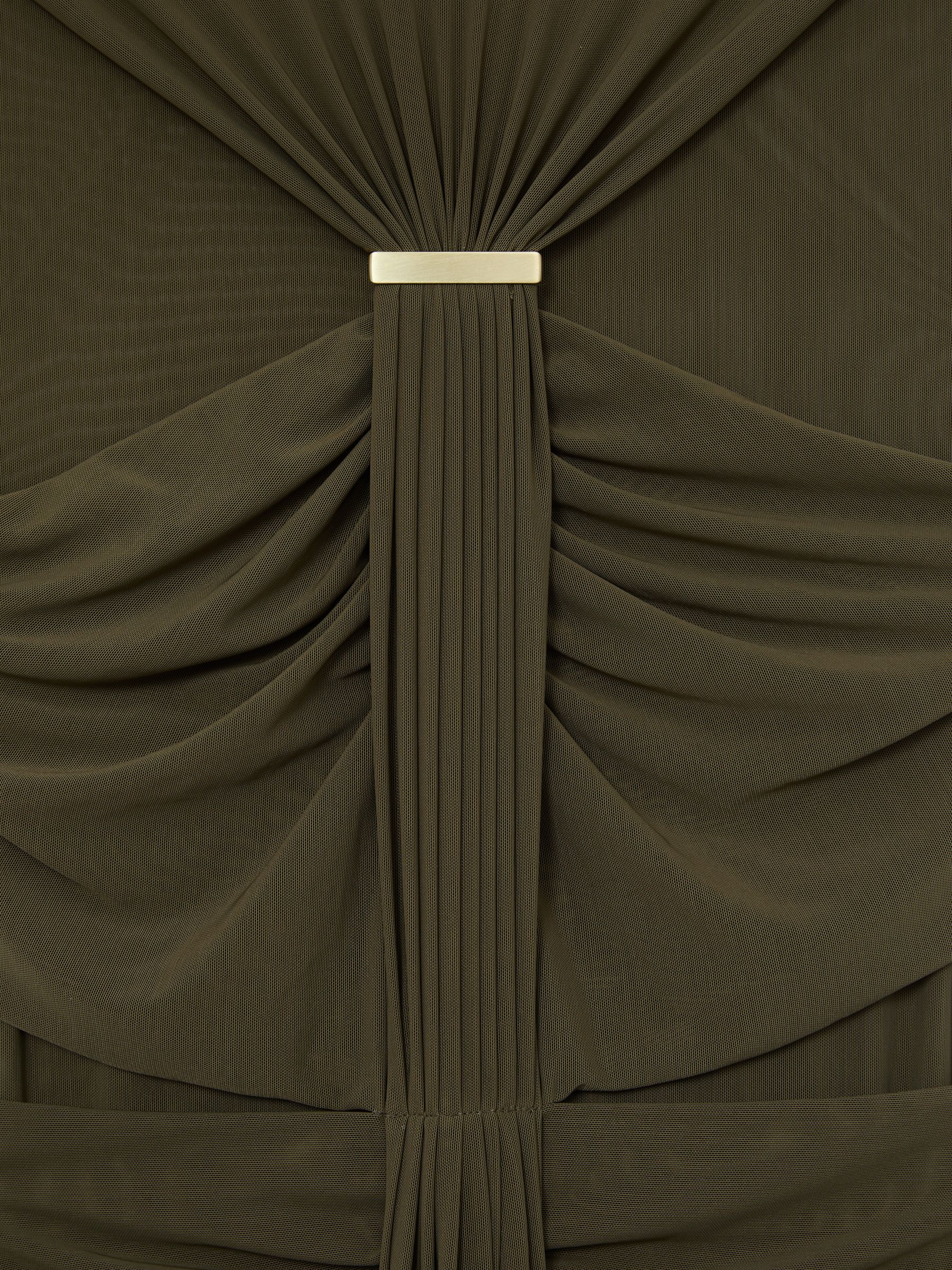 Petite Ruched Sleeveless Maxi Dress in Khaki Green - image 4