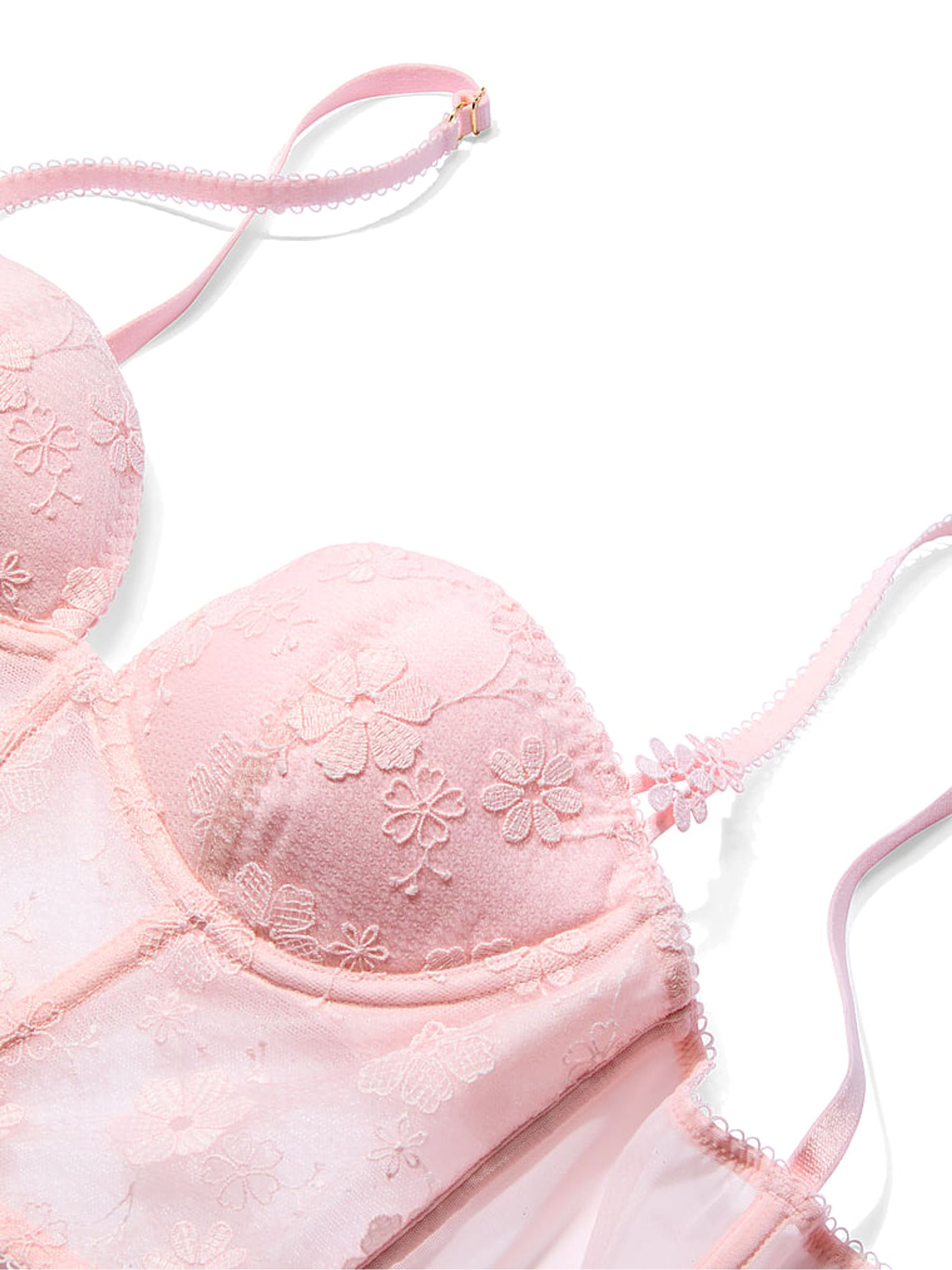 Angel Pink Blossom Embroidery Plunge Corset Top - Image 3 of 3