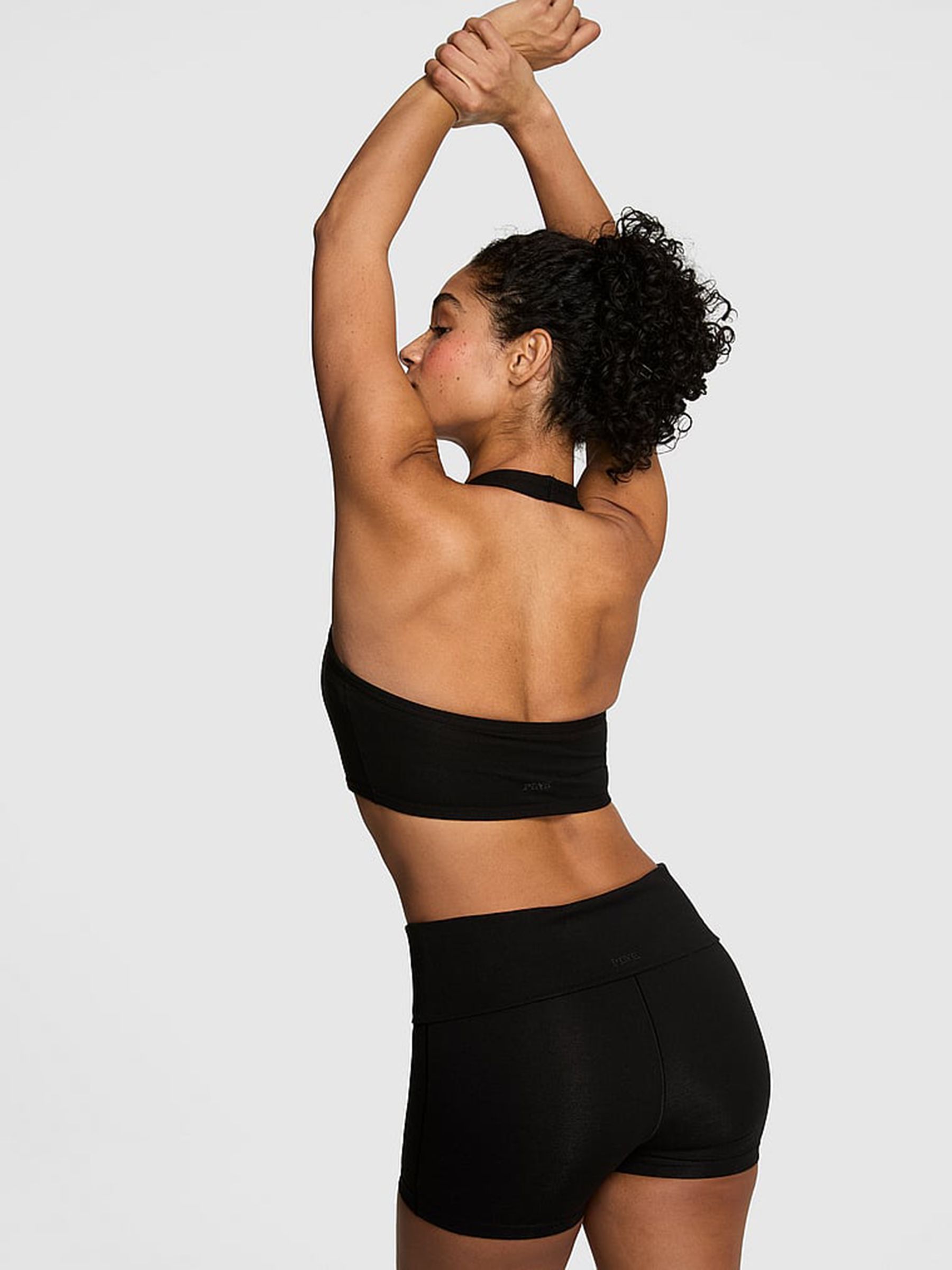 Black Cotton Foldover Shorts - Image 2 of 2 Black Cotton Foldover Shorts - Image 2 of 2