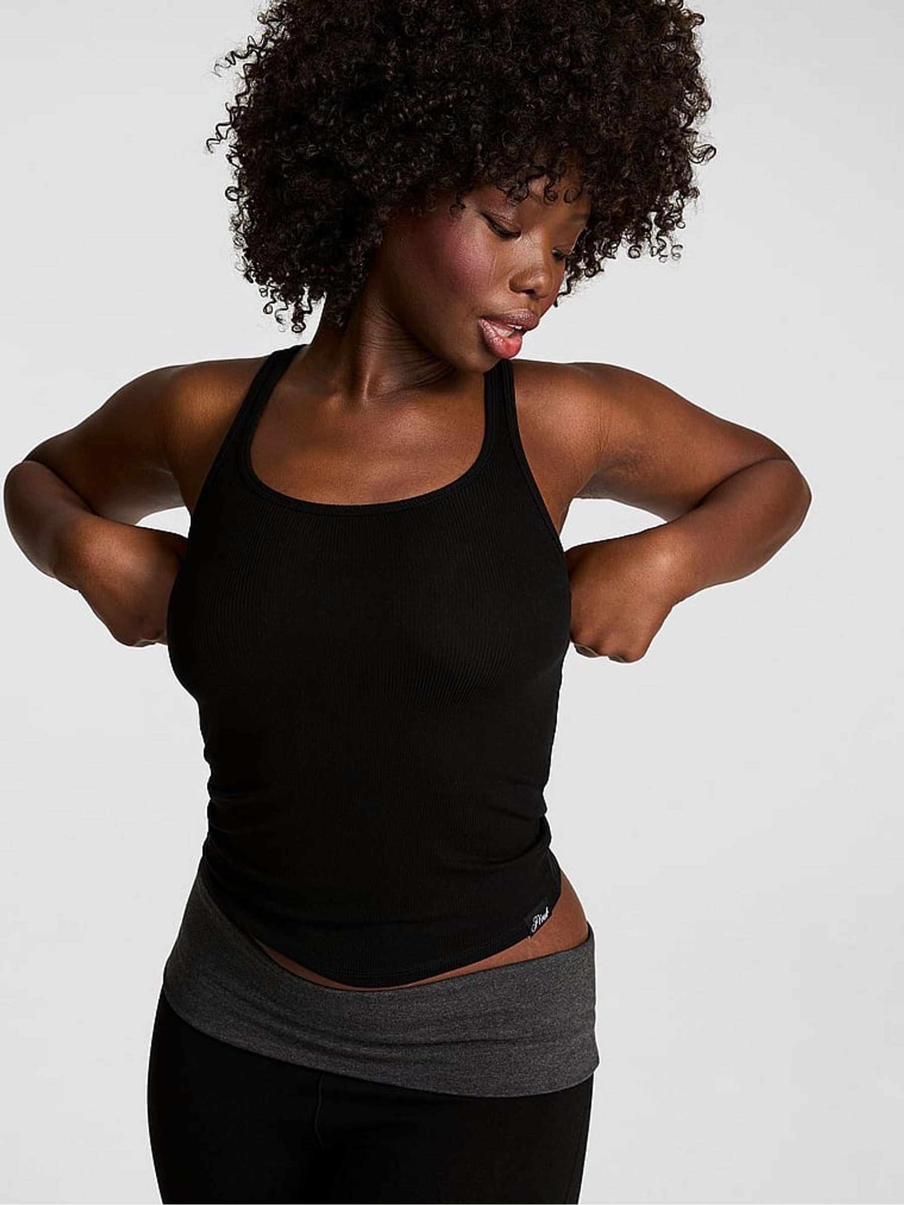 Black Ribbed Tank Top - Image 1 of 2