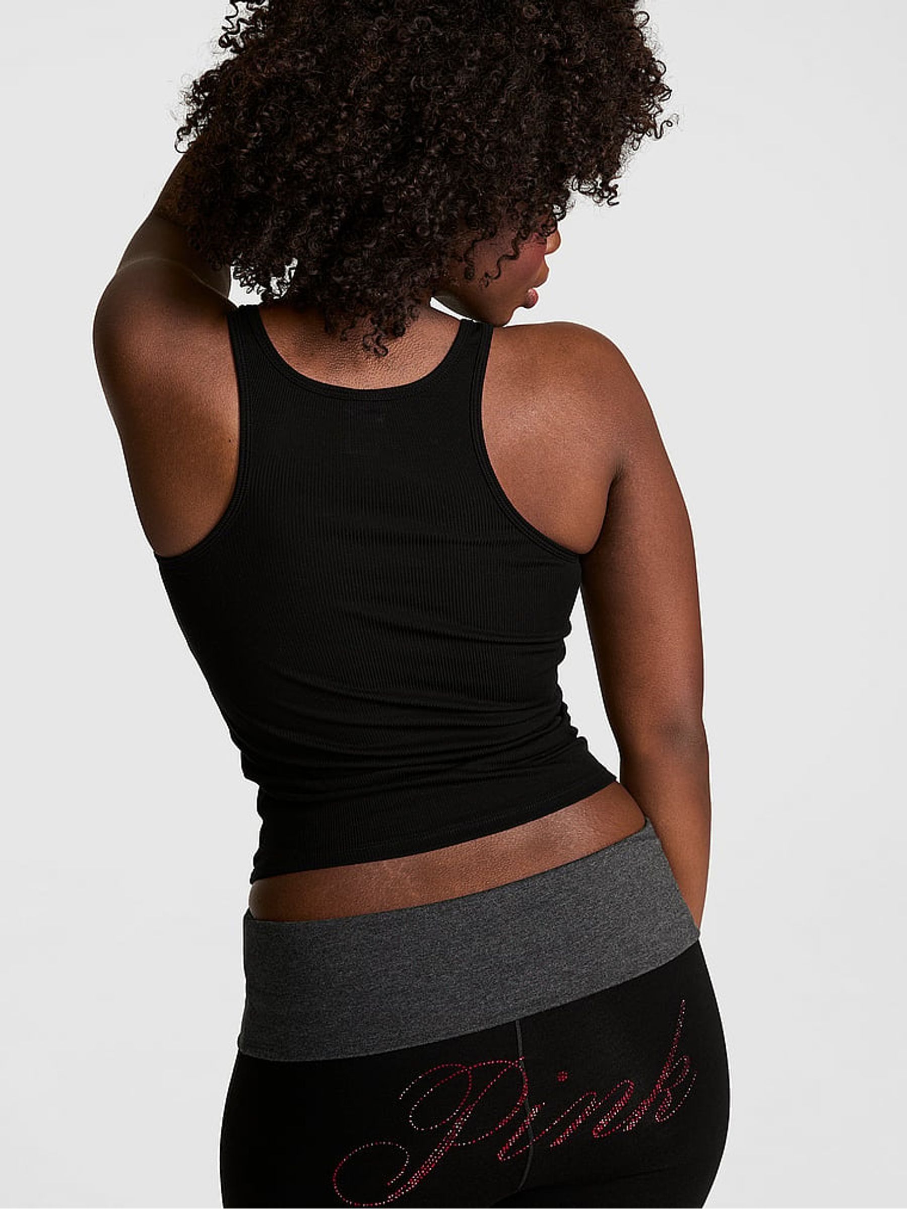 Black Ribbed Tank Top - Image 2 of 2