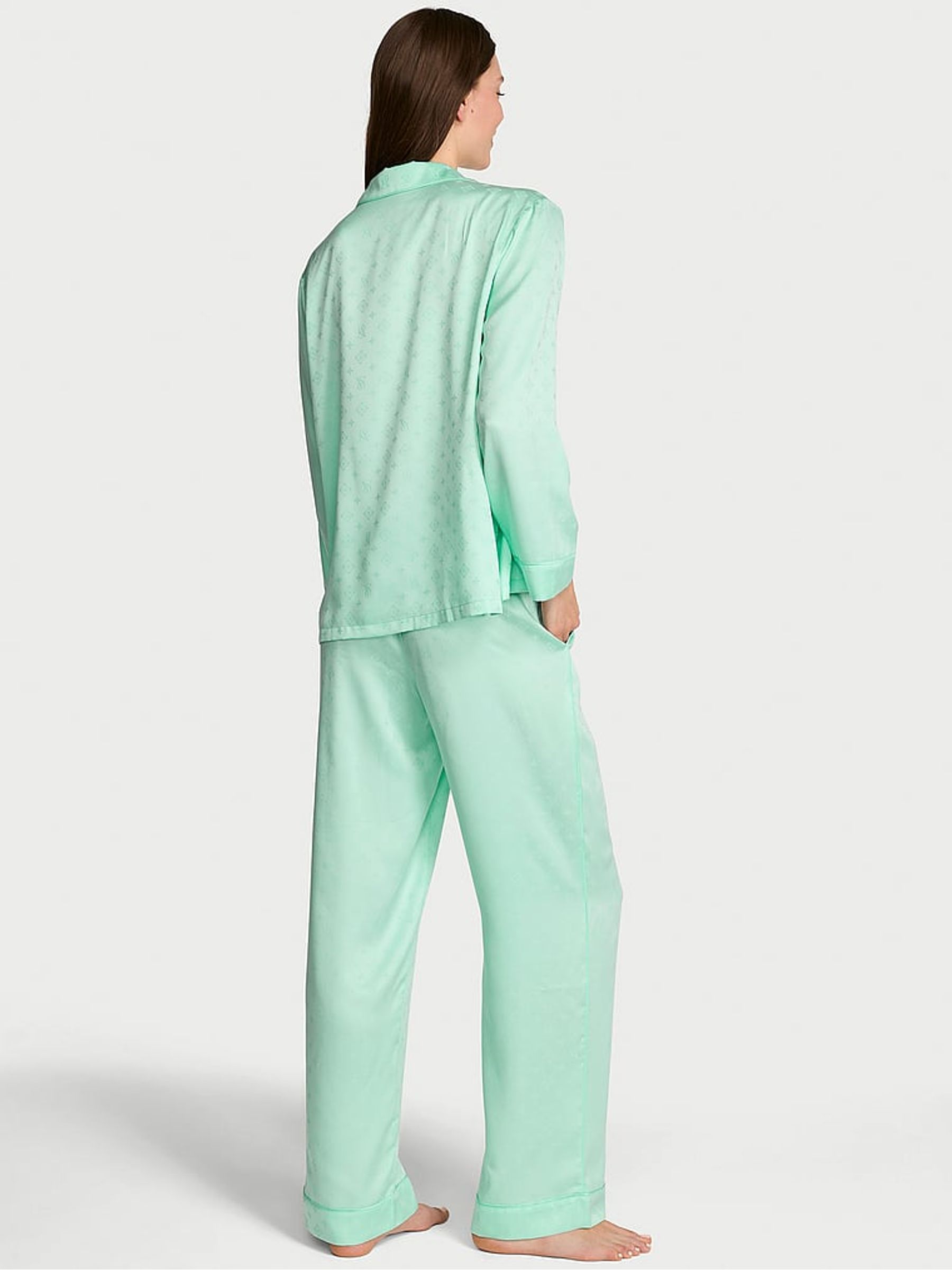 Waterfall Green Satin Long Pyjamas Set - Image 2 of 2