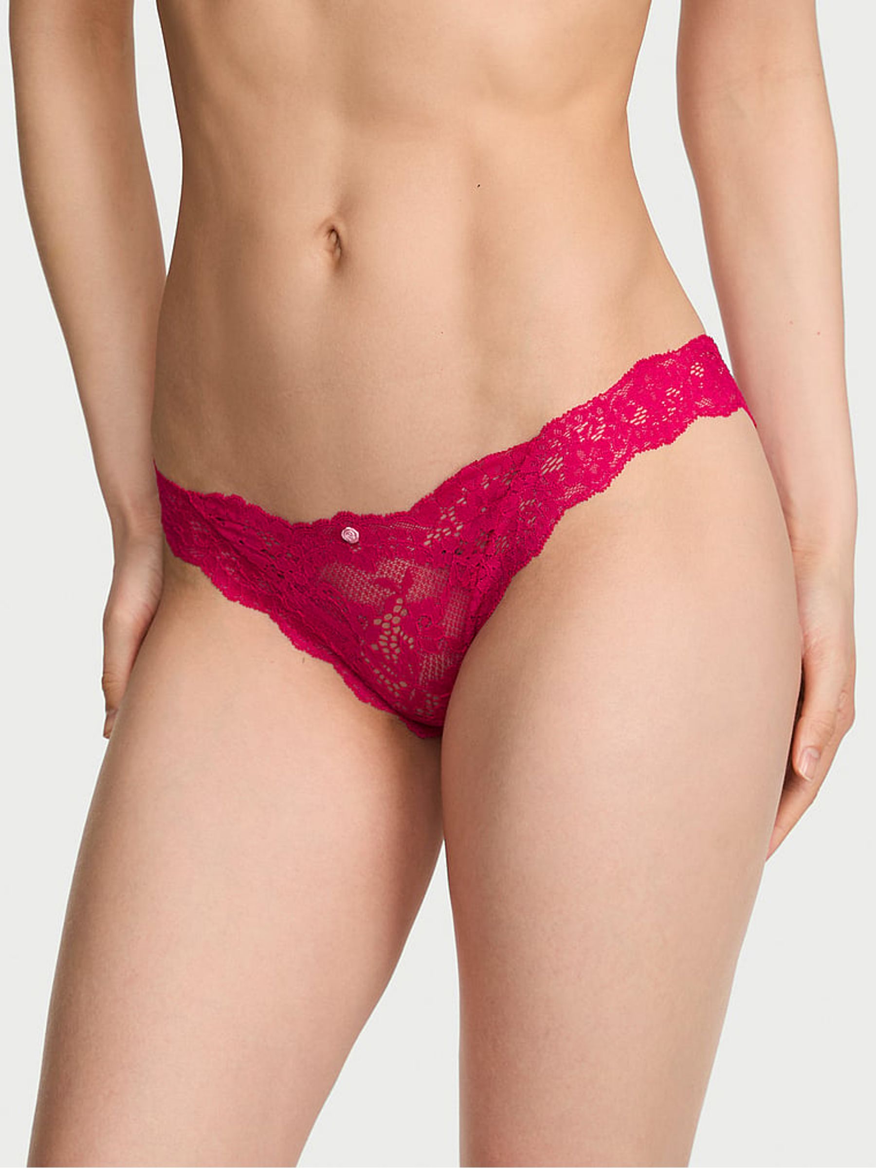 Vibrant Fuchsia Pink Bikini Lace Knickers - Image 1 of 2