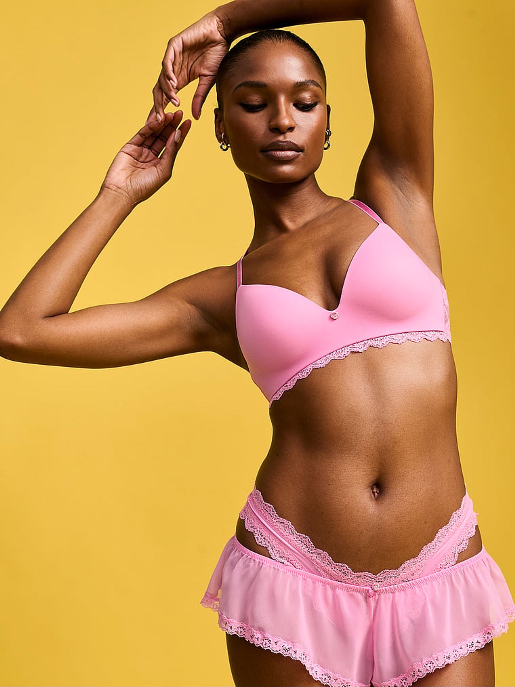 Pink Sugar Lace Trim Non Wired Push Up Bra - Image 3 of 3