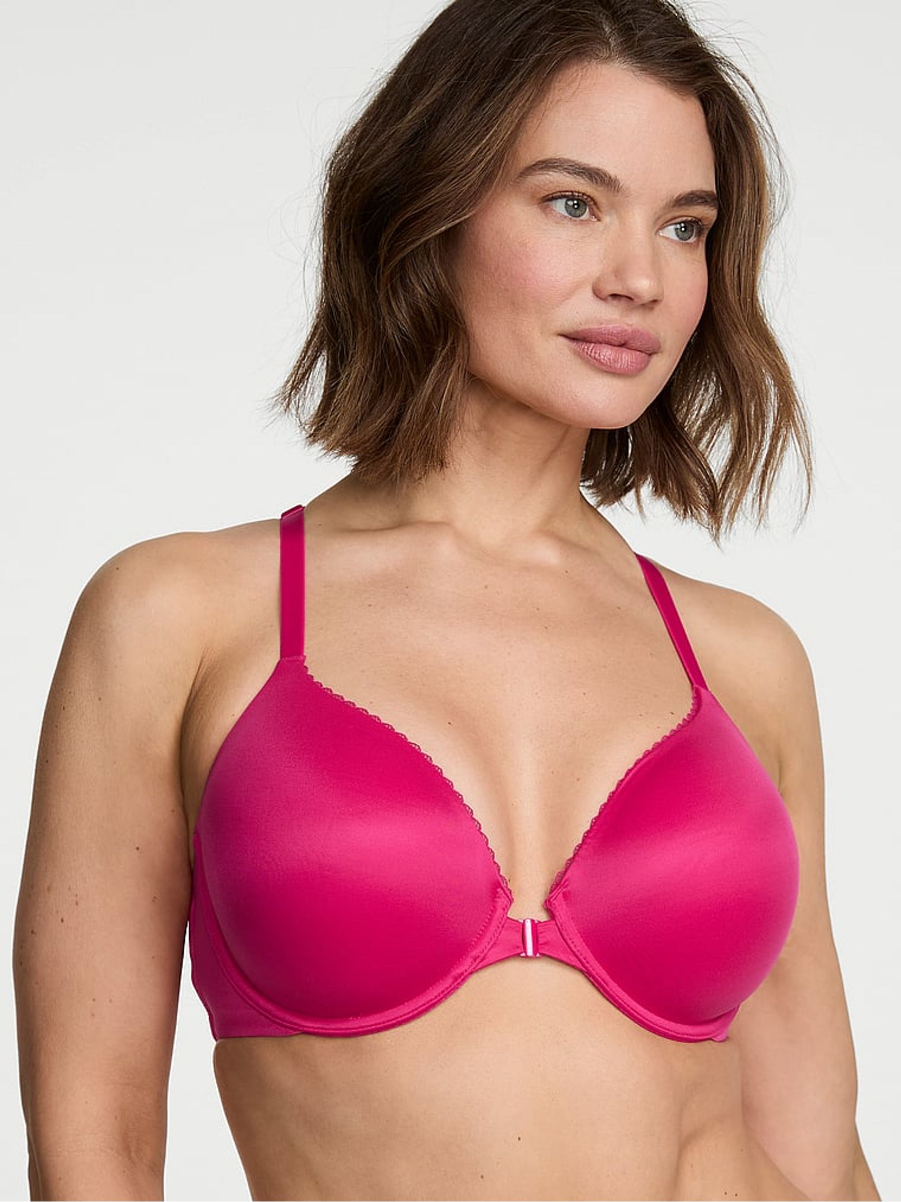 Pop Pink Lightly Lined Full Cup Lace Front Close Bra - Image 1 of 3