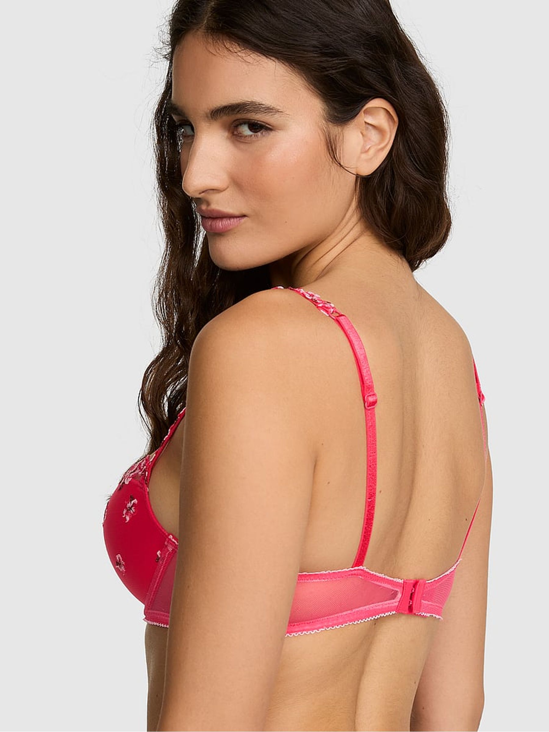 Pink Push Up Hibiscus Embroidery Bra - Image 2 of 2