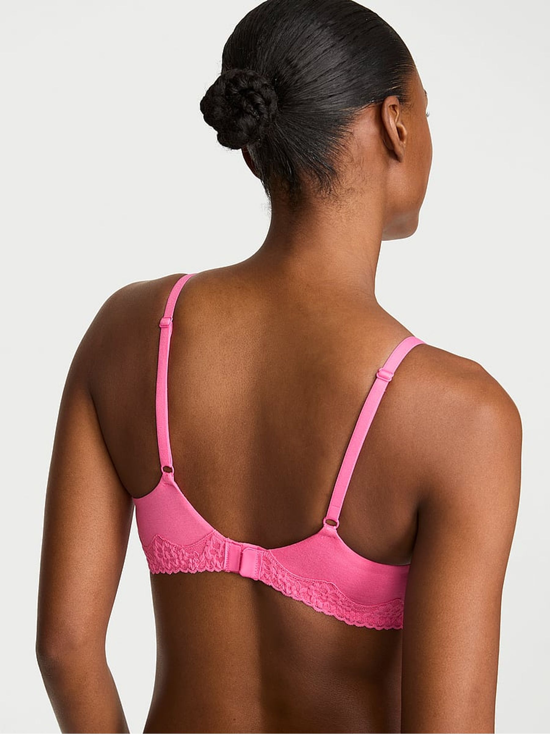 Pink Radiance Lightly Lined Balcony Cotton Lace Trim Bra - Image 2 of 2