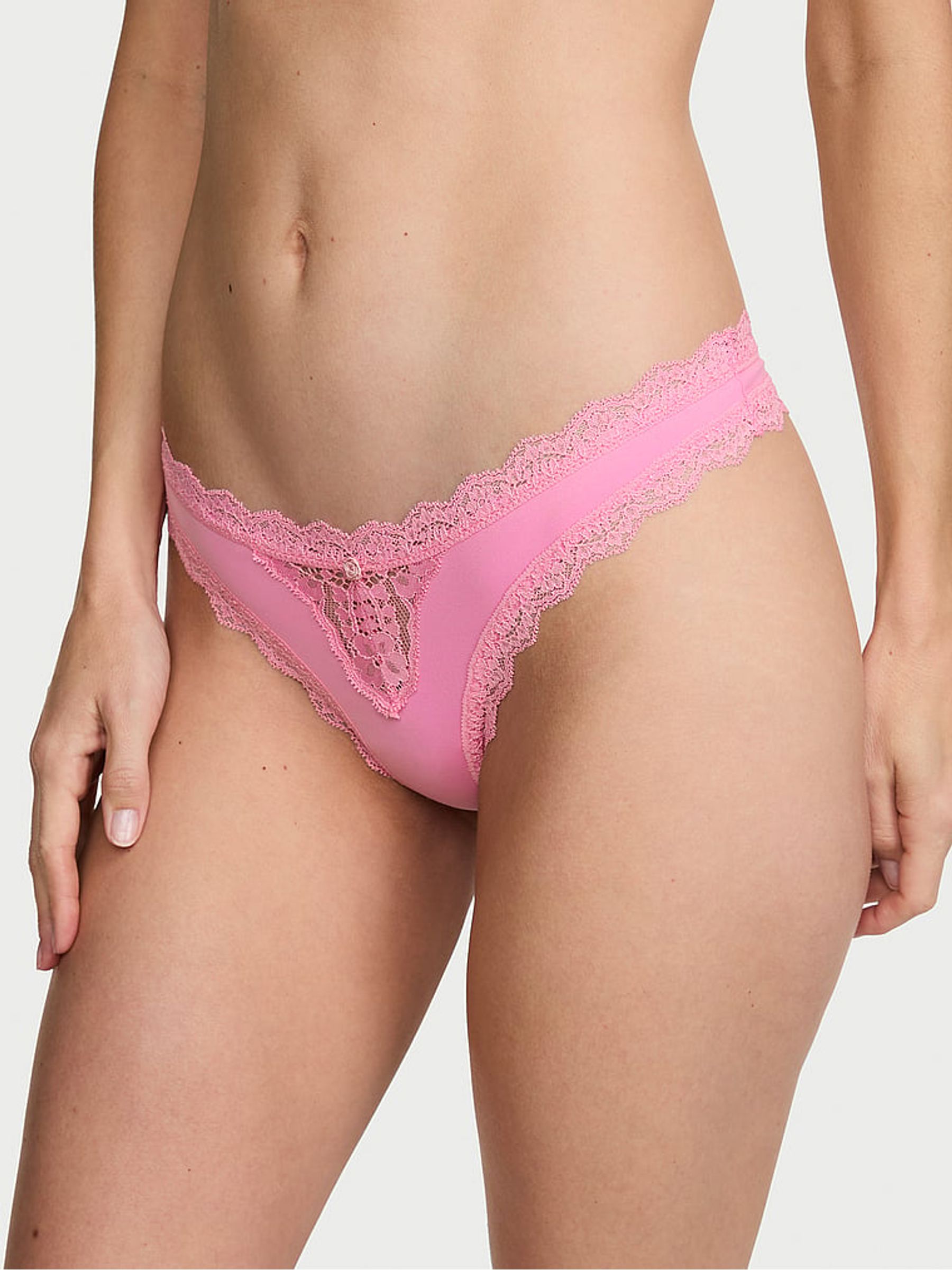 Pink Sugar Lace Trim Thong Knickers - Image 1 of 2