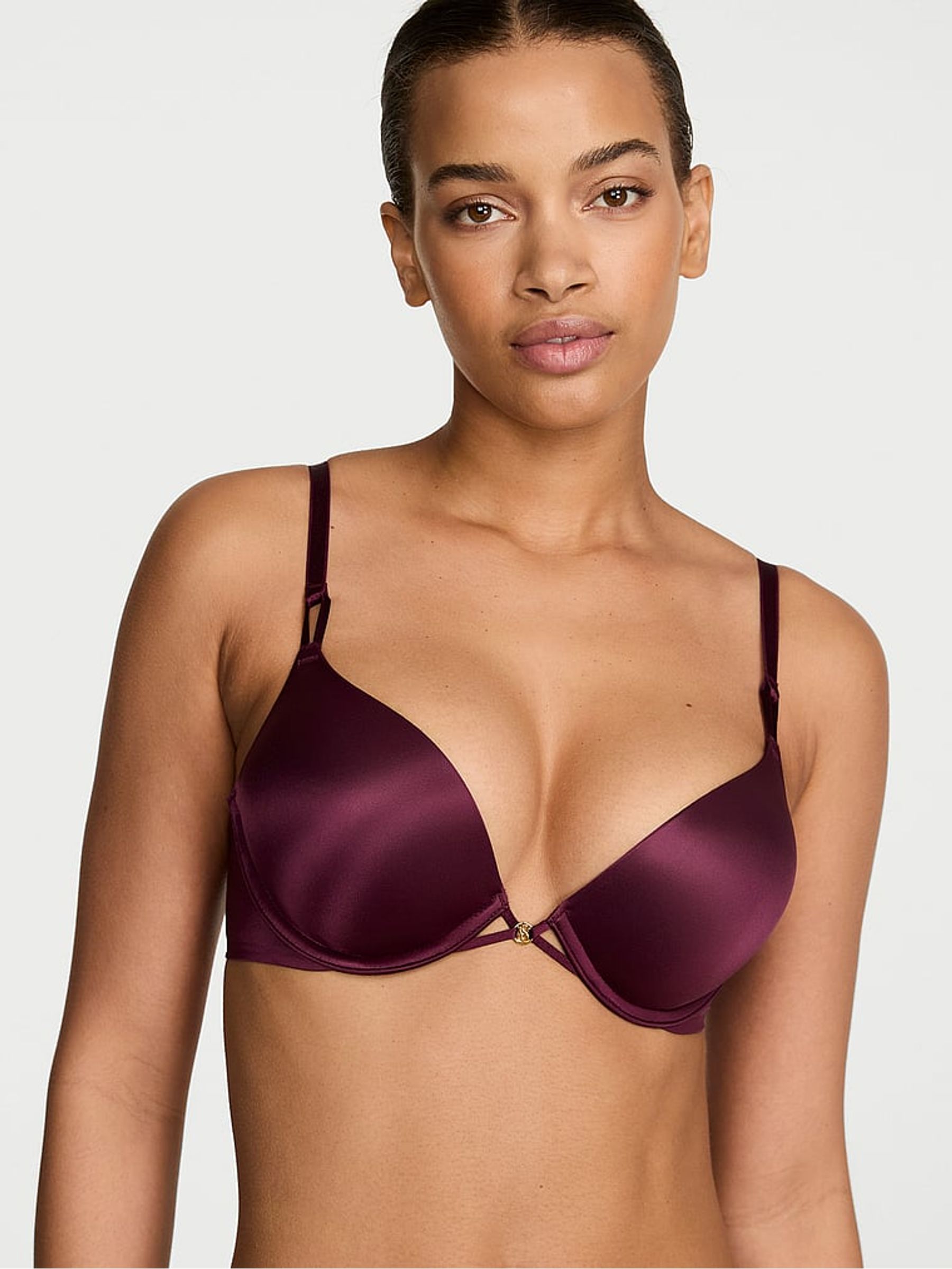 Rich Maroon Red Add 2 Cups Push Up Bombshell Bra - Image 1 of 3