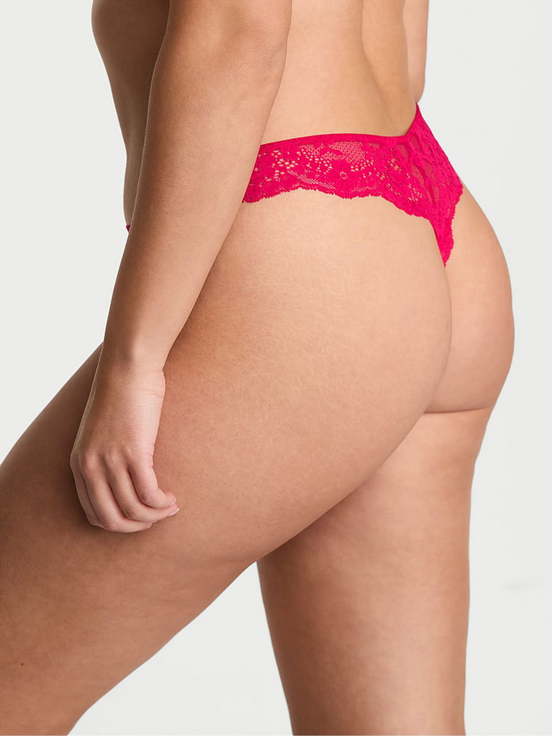 Vibrant Fuchsia Pink Thong Lace Knickers - Image 2 of 2