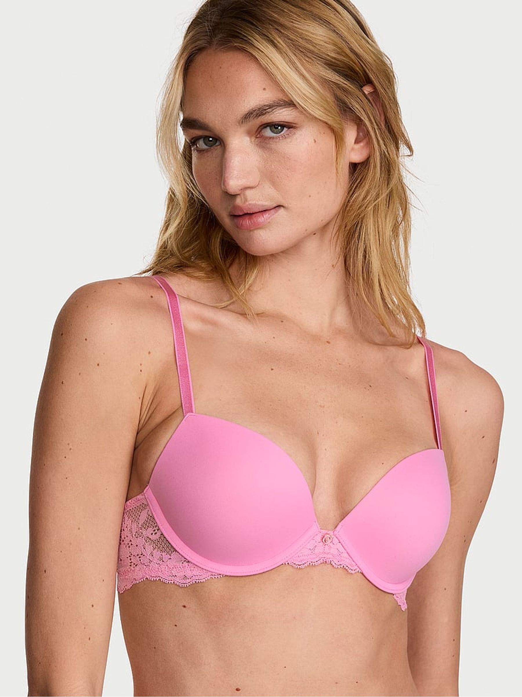 Pink Sugar Lace Trim Push Up Bra - Image 1 of 2