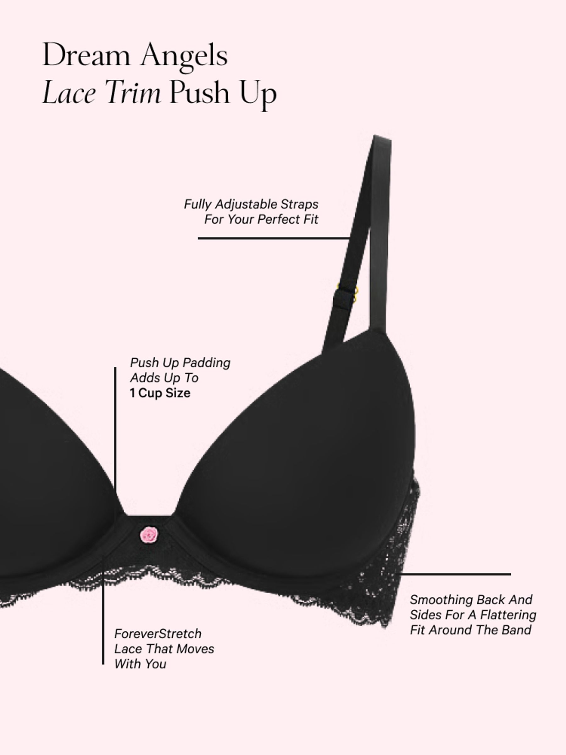 Pink Sugar Lace Trim Push Up Bra - Image 3 of 3