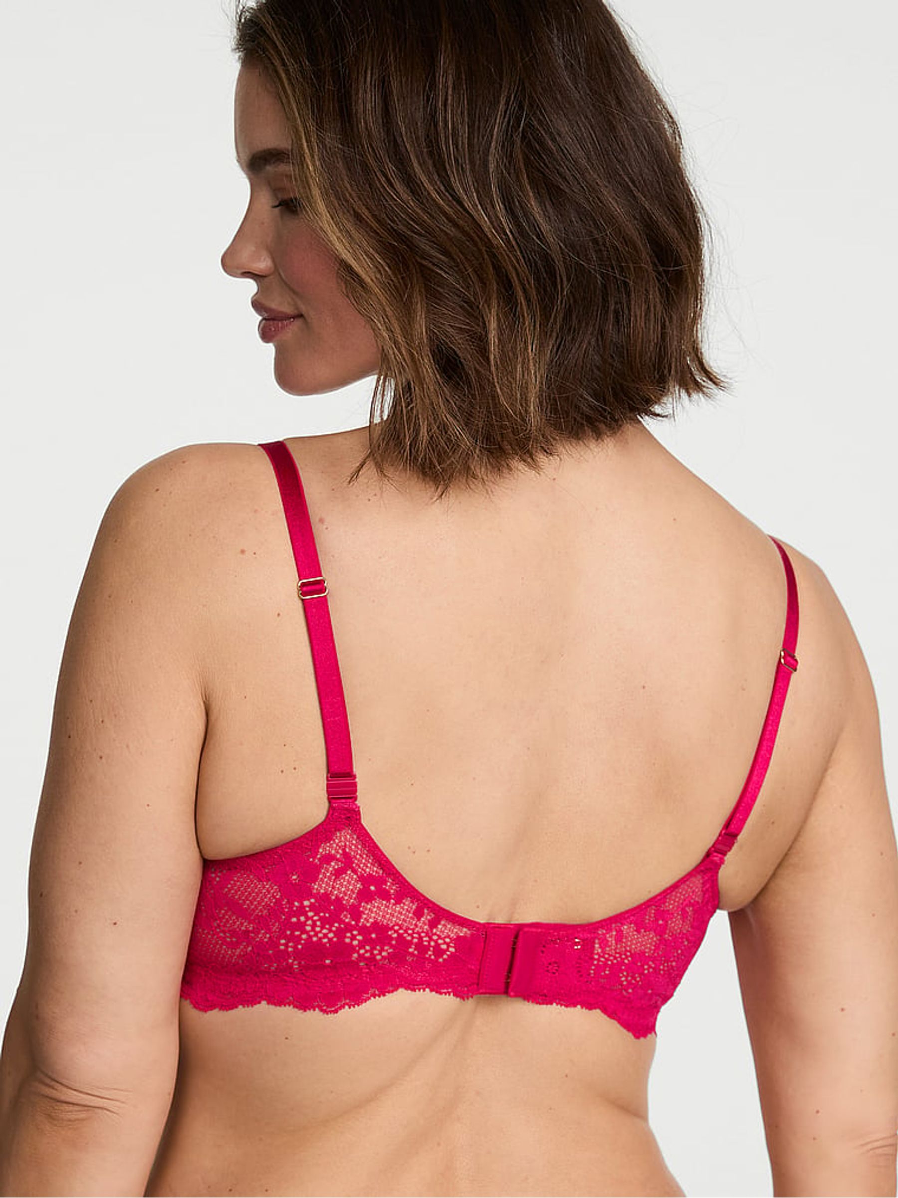 Vibrant Fuchsia Pink Unlined Balcony Lace Bra - Image 3 of 3