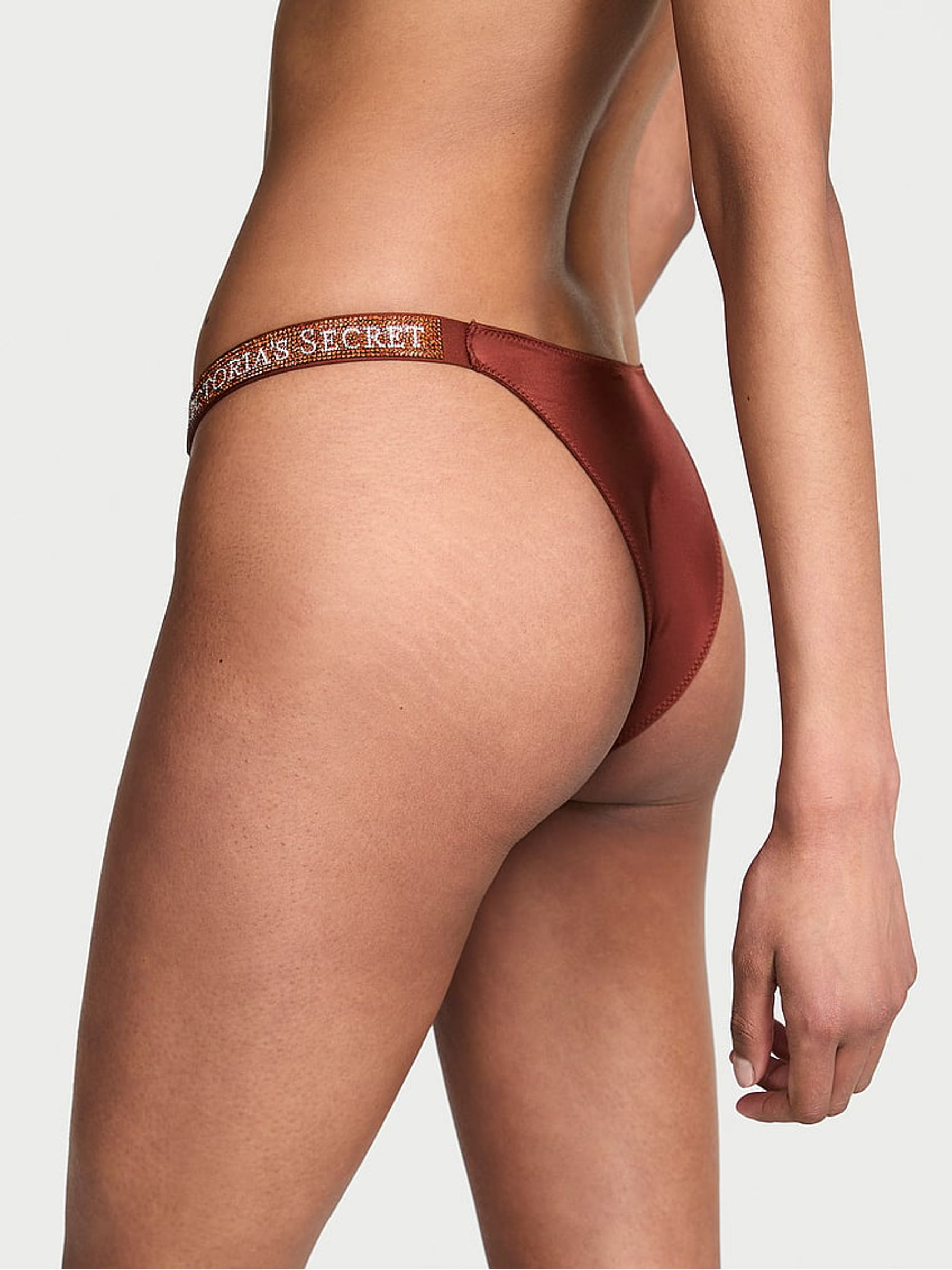 Dark Chili Brown Brazilian Shine Strap Knickers - Image 2 of 3