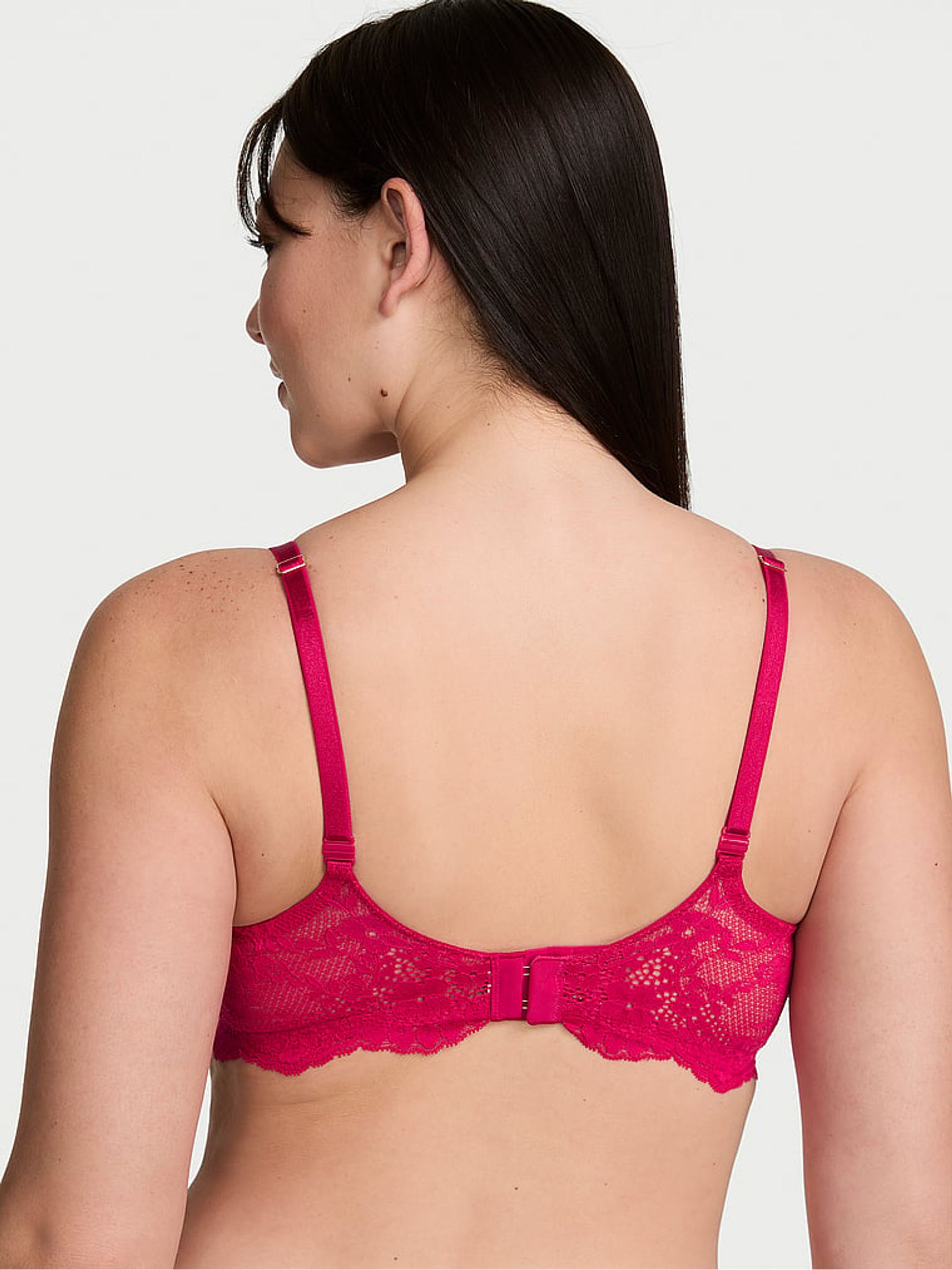 Vibrant Fuchsia Pink Lightly Lined Demi Lace Bra - Image 2 of 2