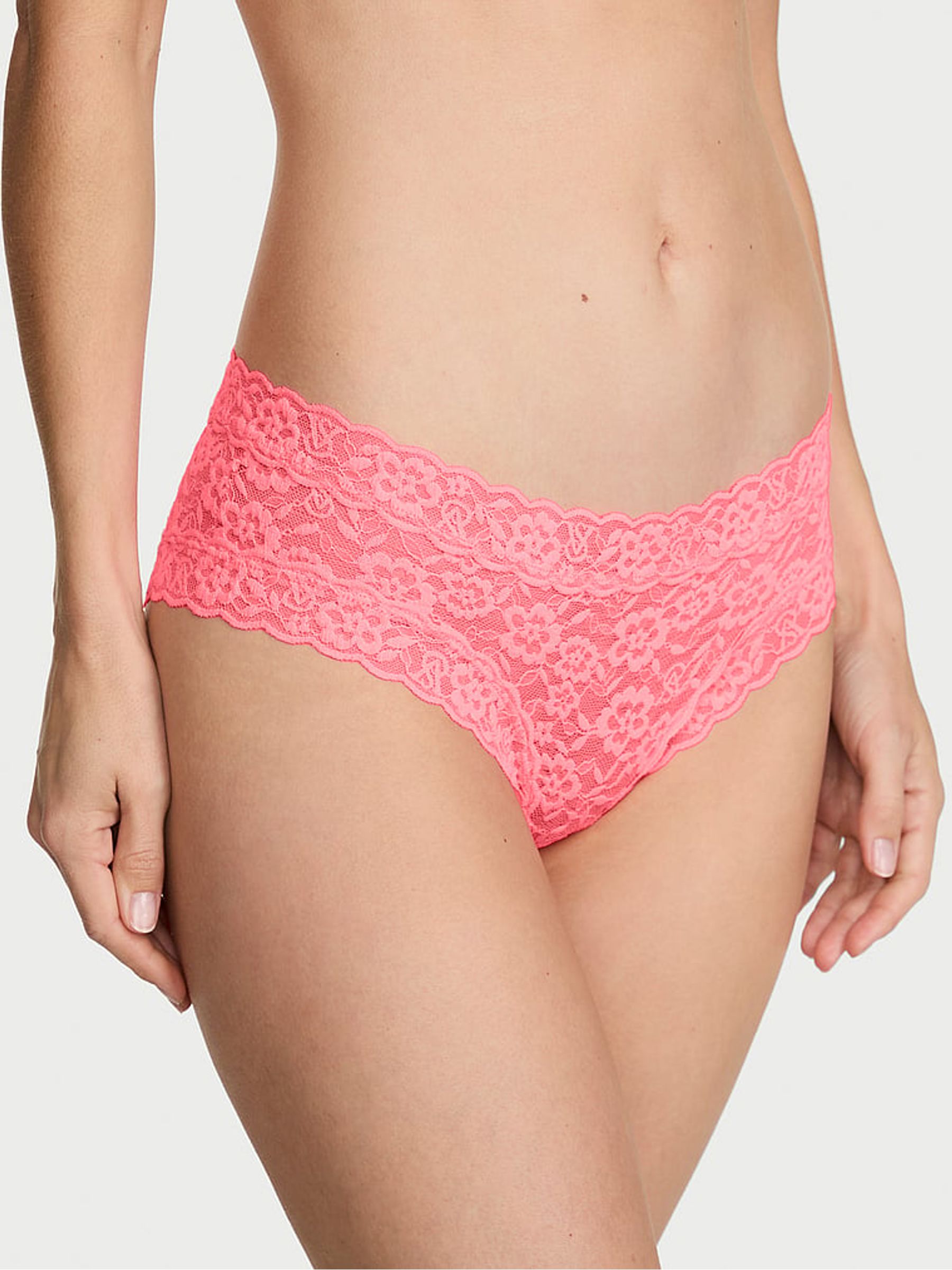 Pink Highlighter Cheeky Lace Strappy Back Knickers - Image 1 of 2