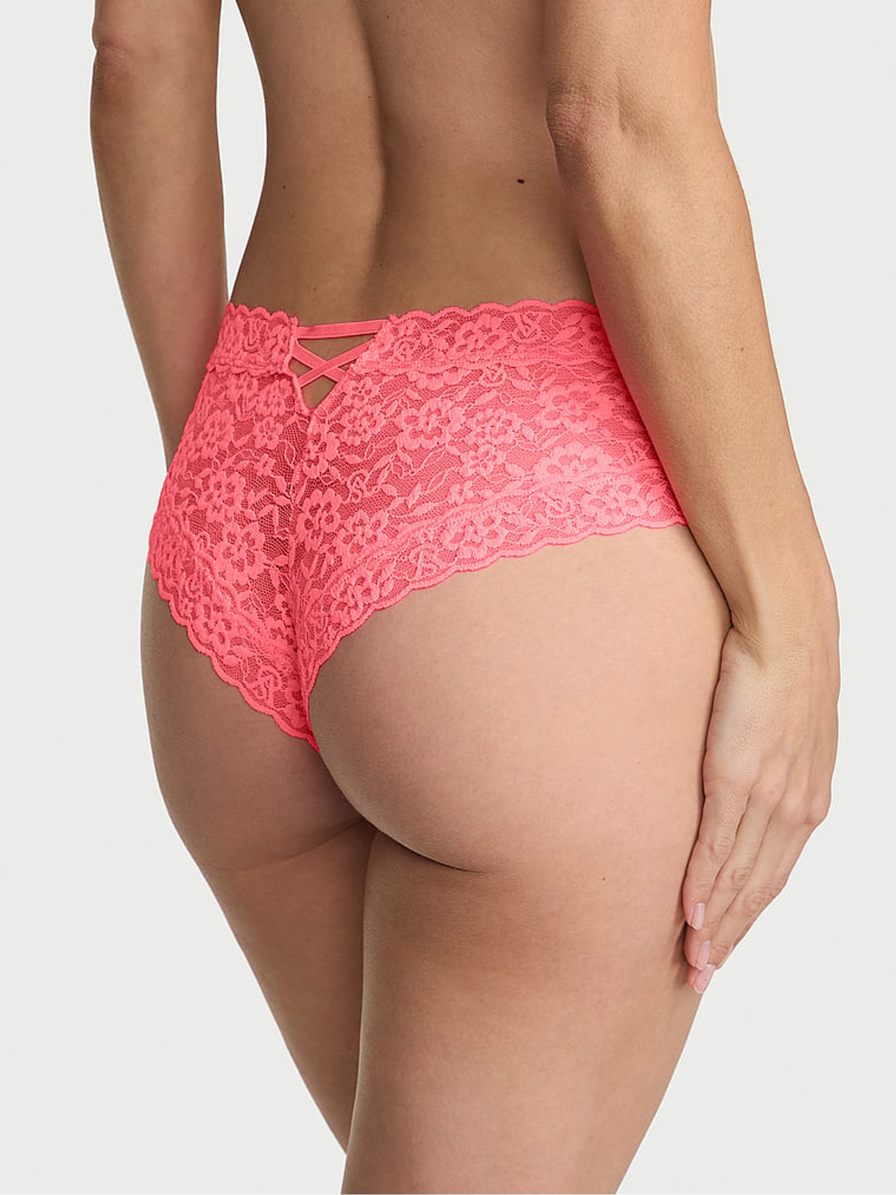 Pink Highlighter Cheeky Lace Strappy Back Knickers - Image 2 of 2