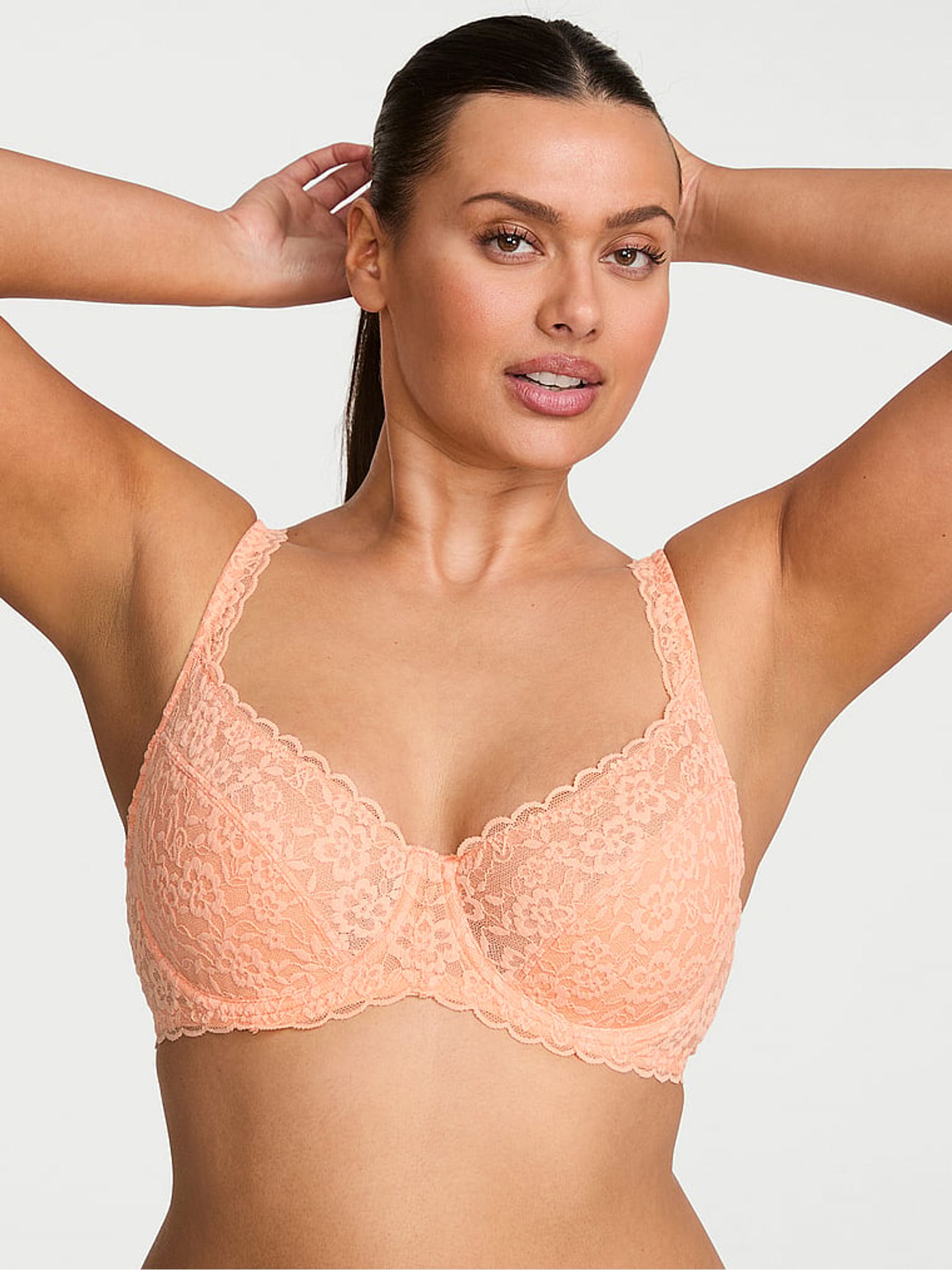 Sunlit Apricot Orange Unlined Balcony Lace Bra - Image 1 of 2