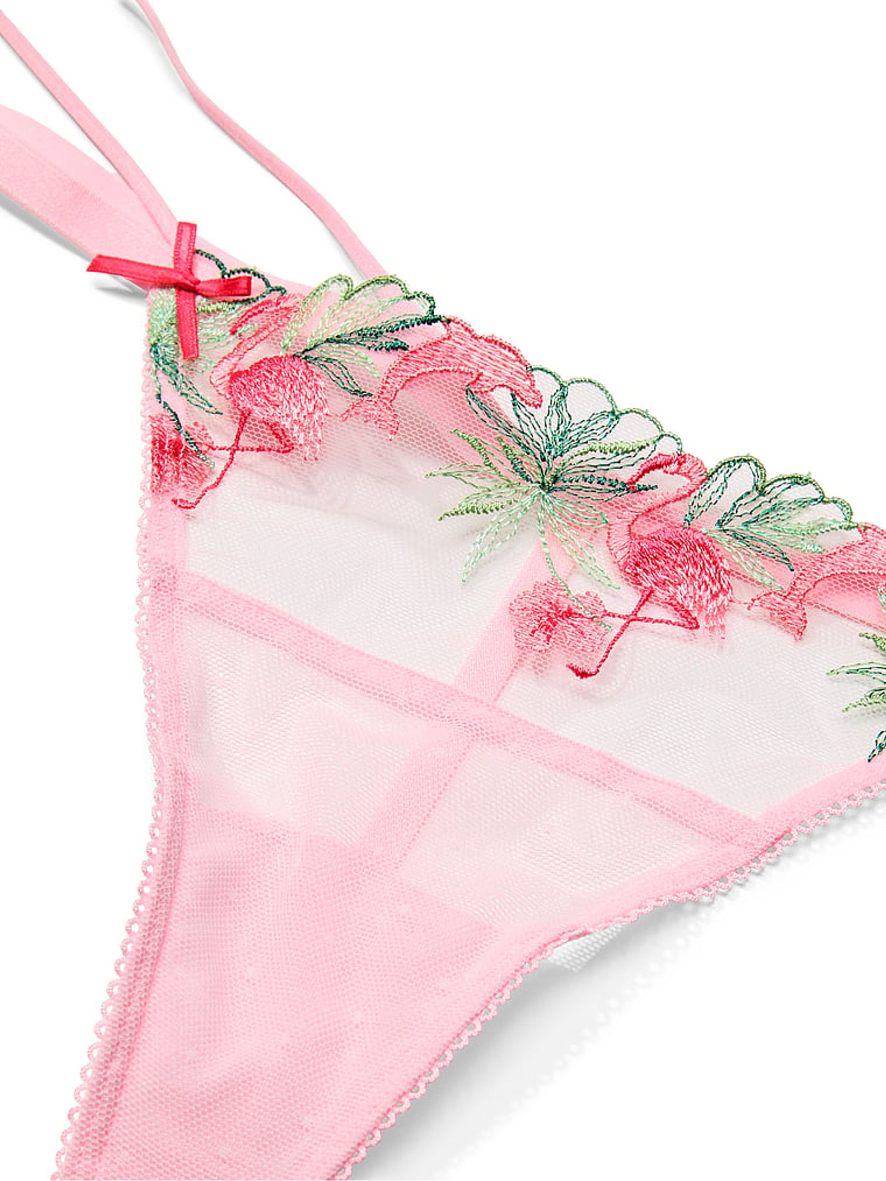 Pink G-String Flamingo Embroidery Knickers - Image 4 of 4