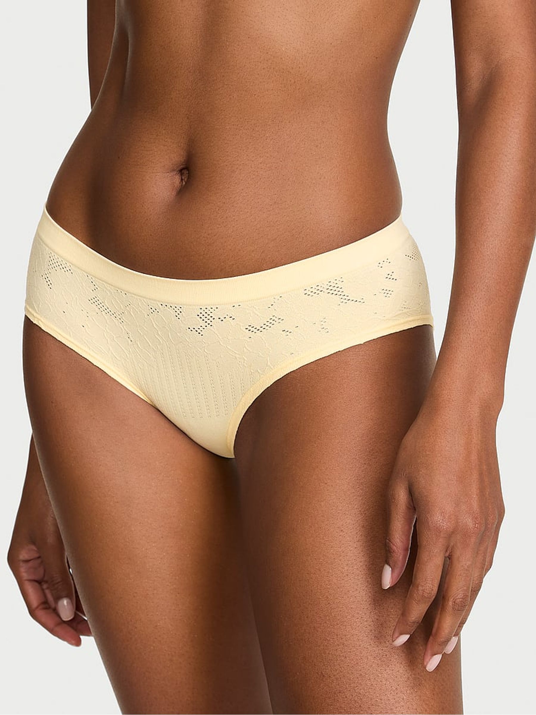 Sunny Honey Yellow Hipster Floral Ribbed Knickers - Image 1 of 2