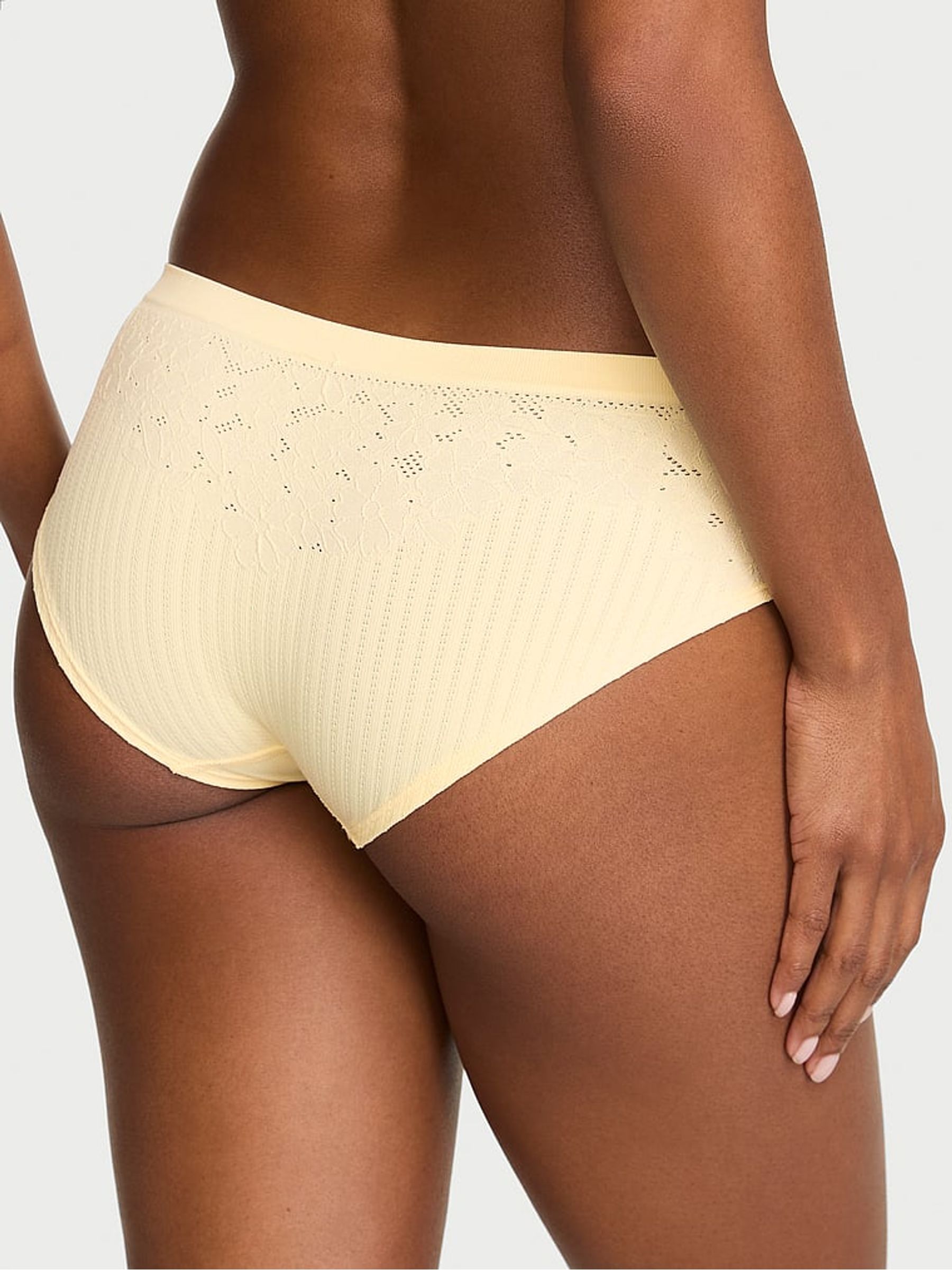 Sunny Honey Yellow Hipster Floral Ribbed Knickers - Image 2 of 2