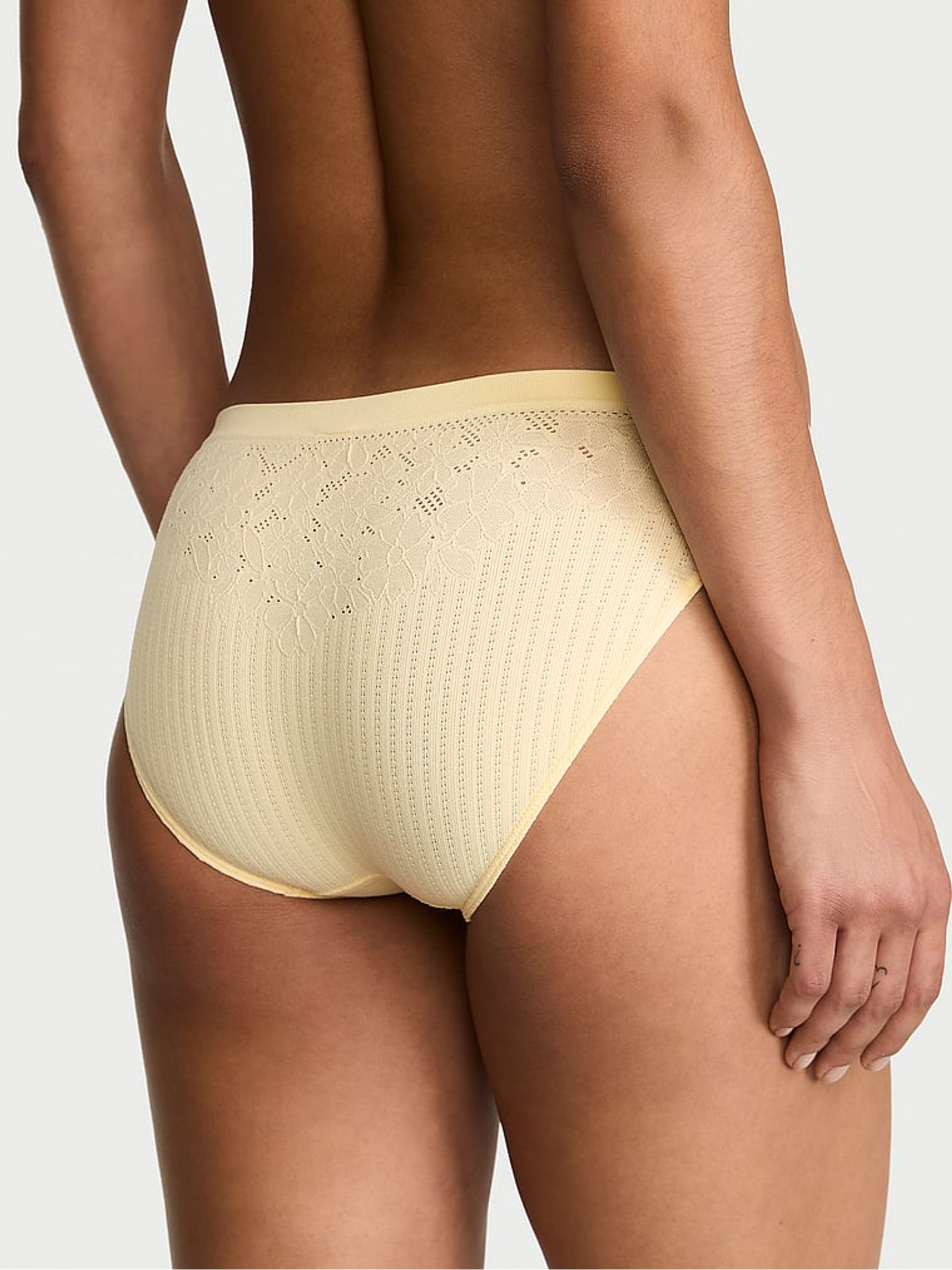 Sunny Honey Yellow Bikini Floral Ribbed Knickers - Image 2 of 2