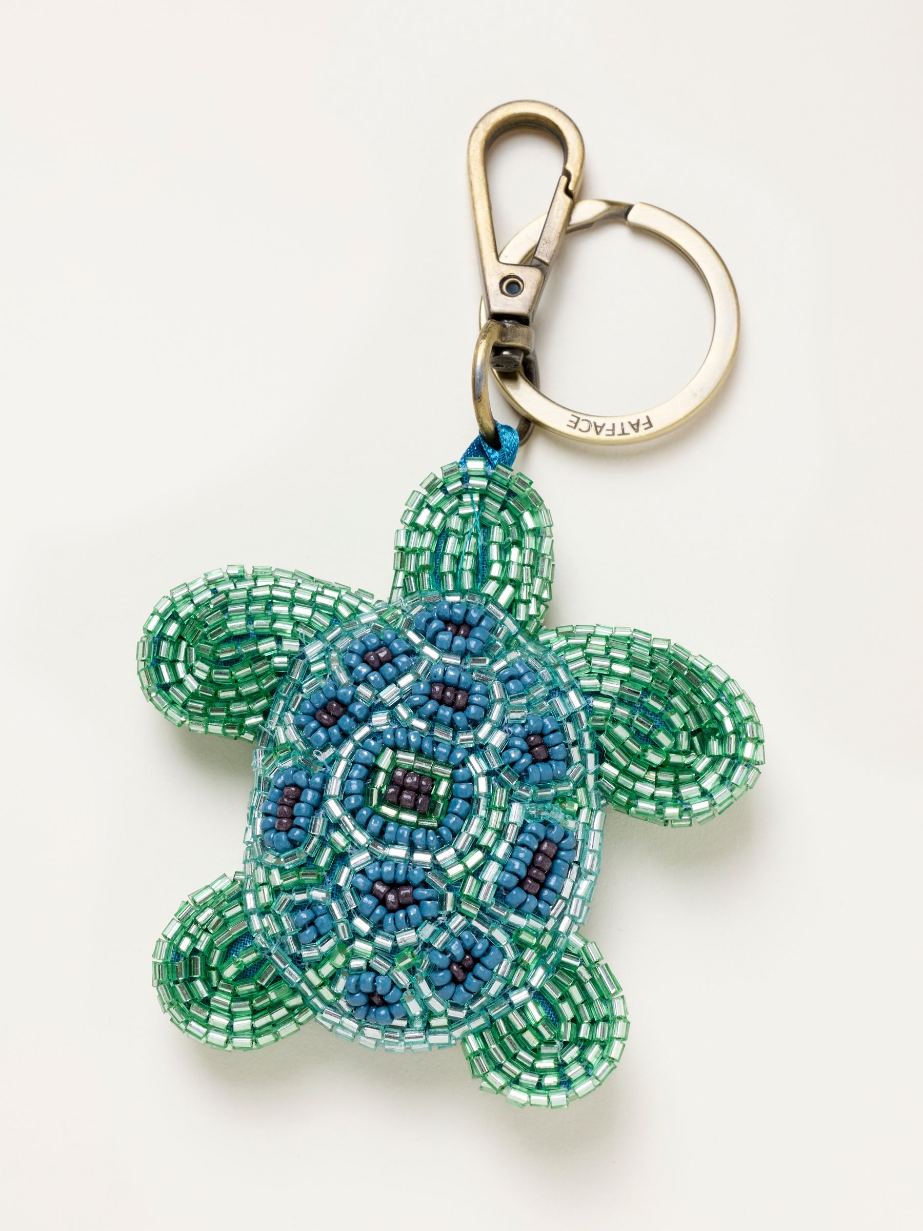 Jade Green Turtle Beaded Bag Charm Keyring - Image 1 of 3