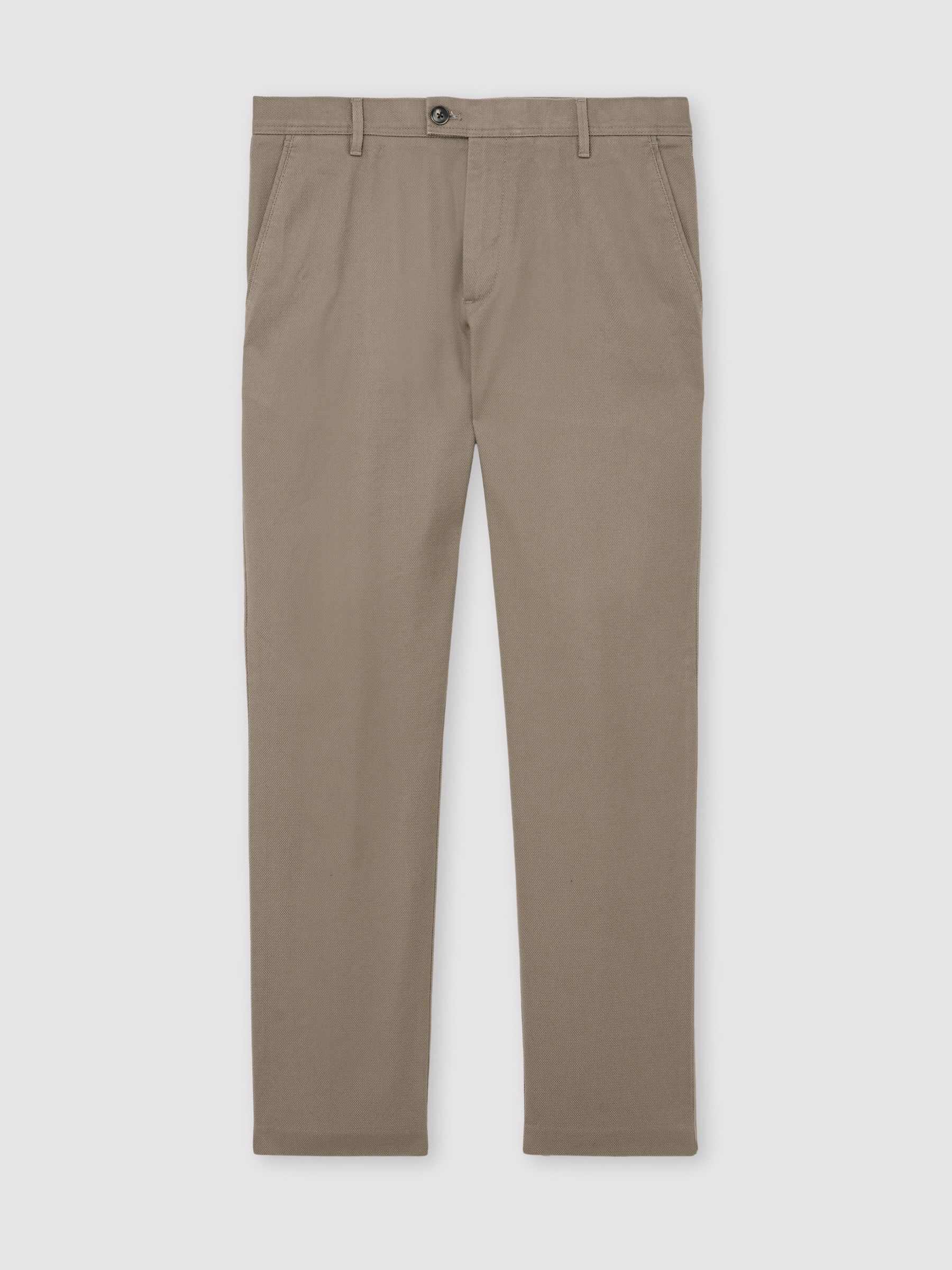 Cotton Pique Chino Trousers in Walnut Brown - Image 2 of 6