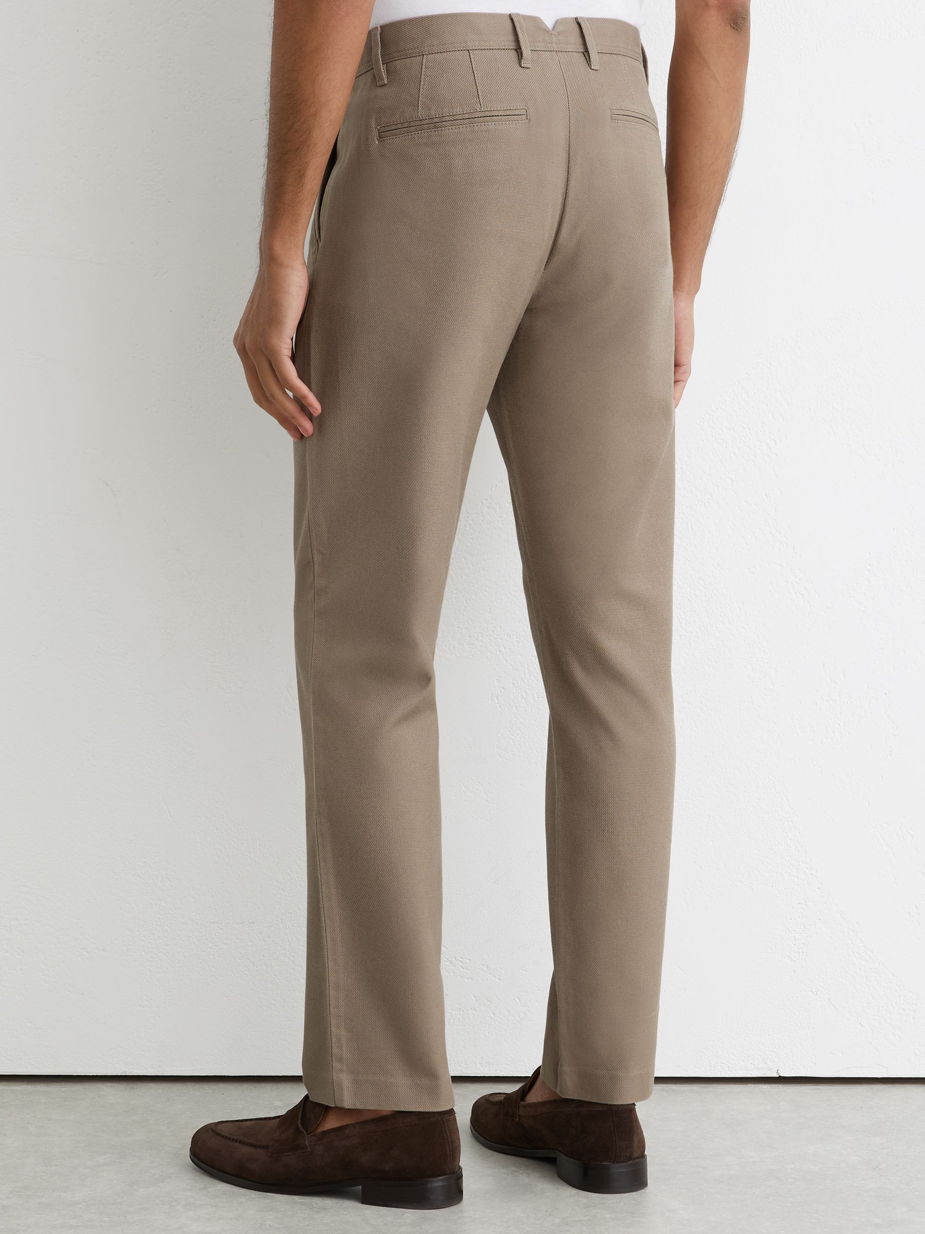 Cotton Pique Chino Trousers in Walnut Brown - image 4