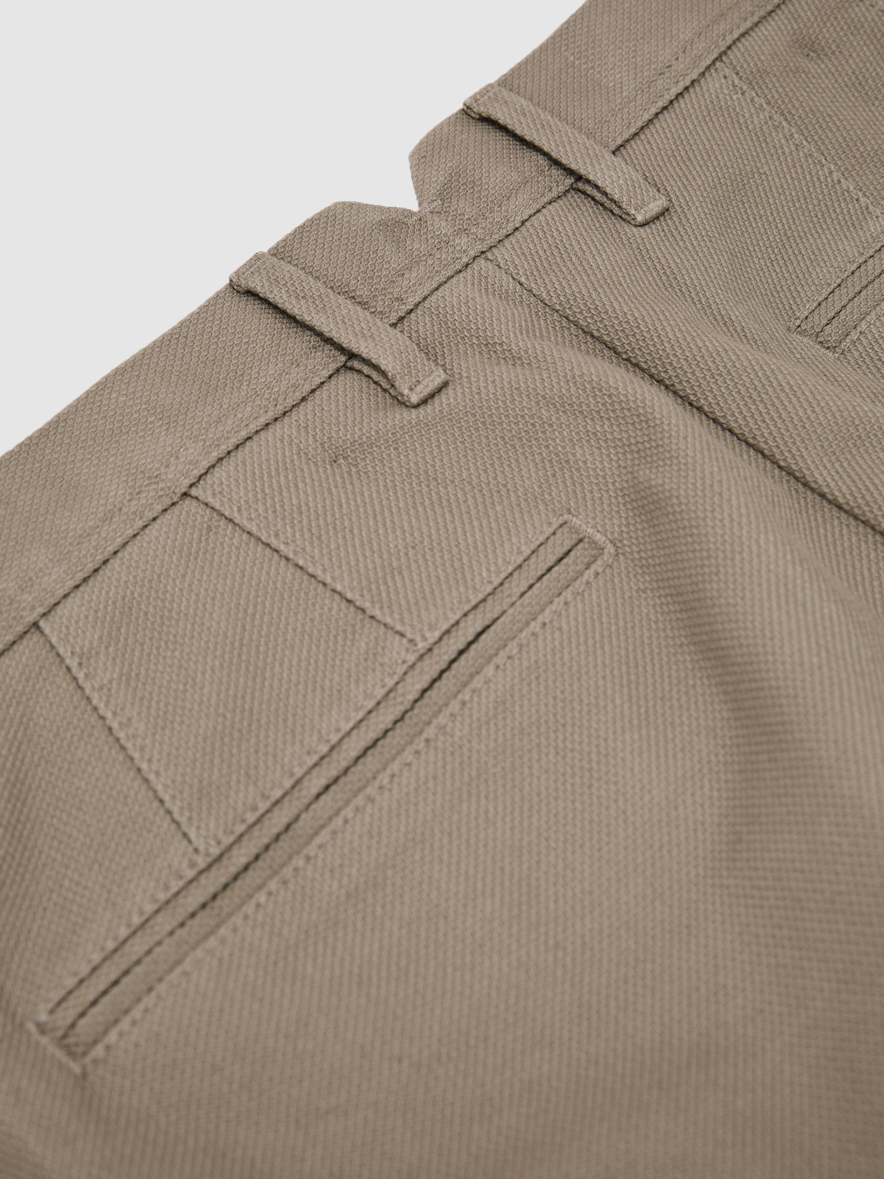 Cotton Pique Chino Trousers in Walnut Brown - image 3