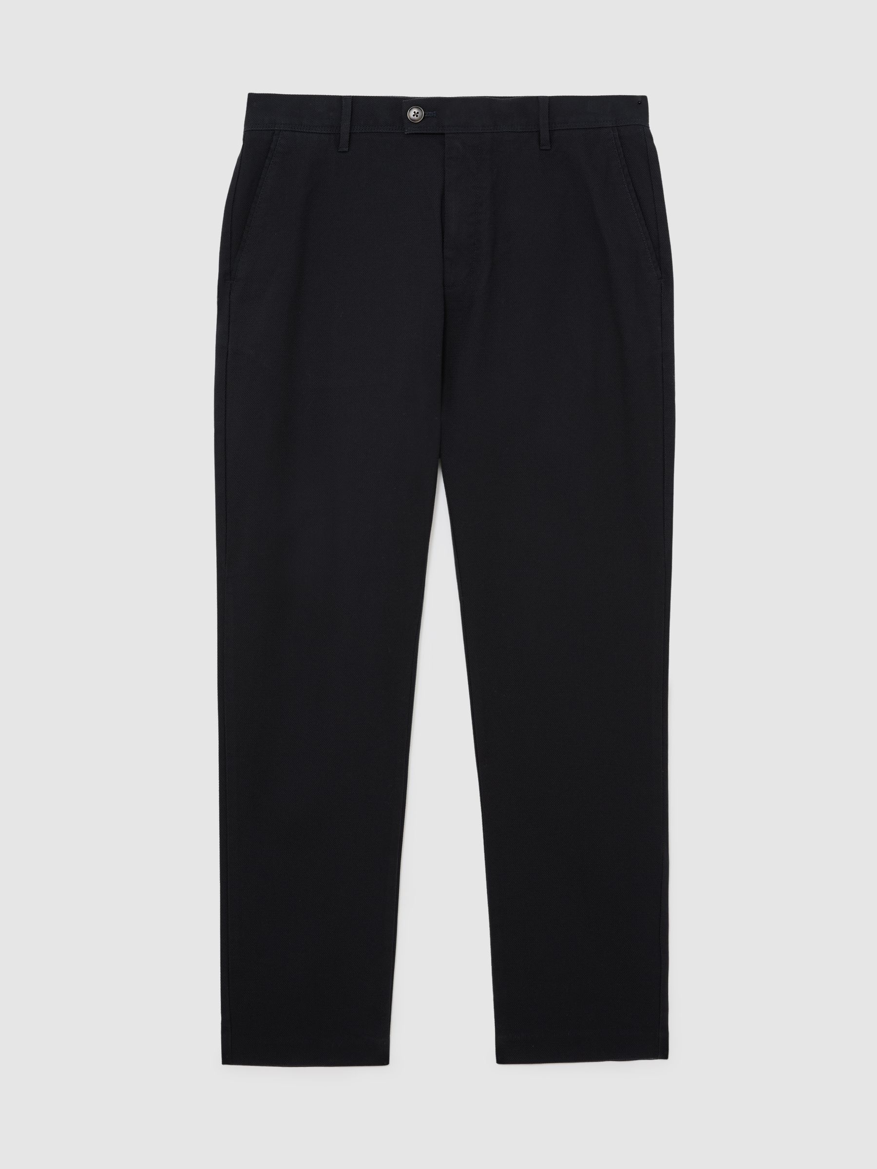 Cotton Pique Chino Trousers in Navy - Image 2 of 7