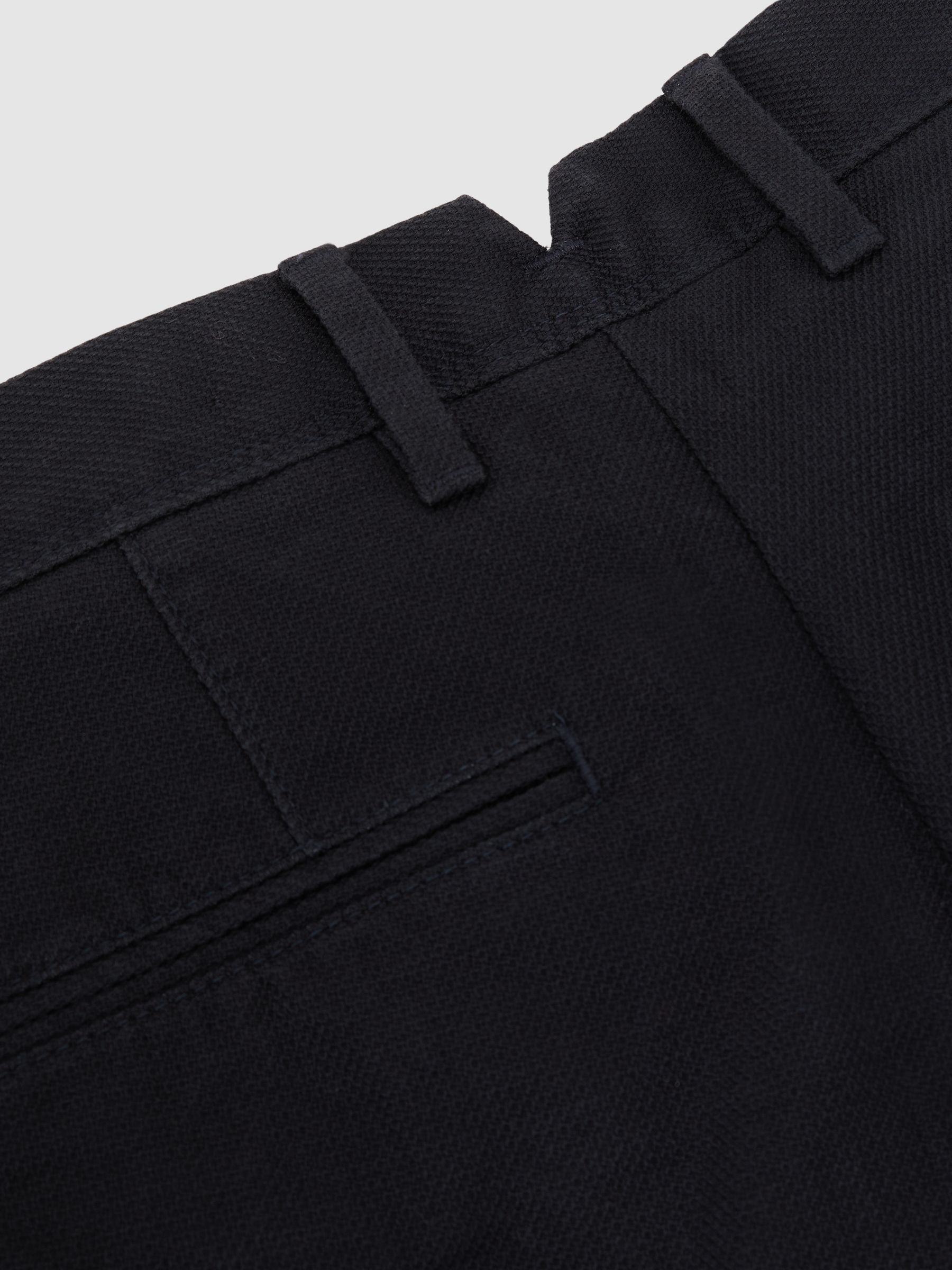 Cotton Pique Chino Trousers in Navy - Image 7 of 7
