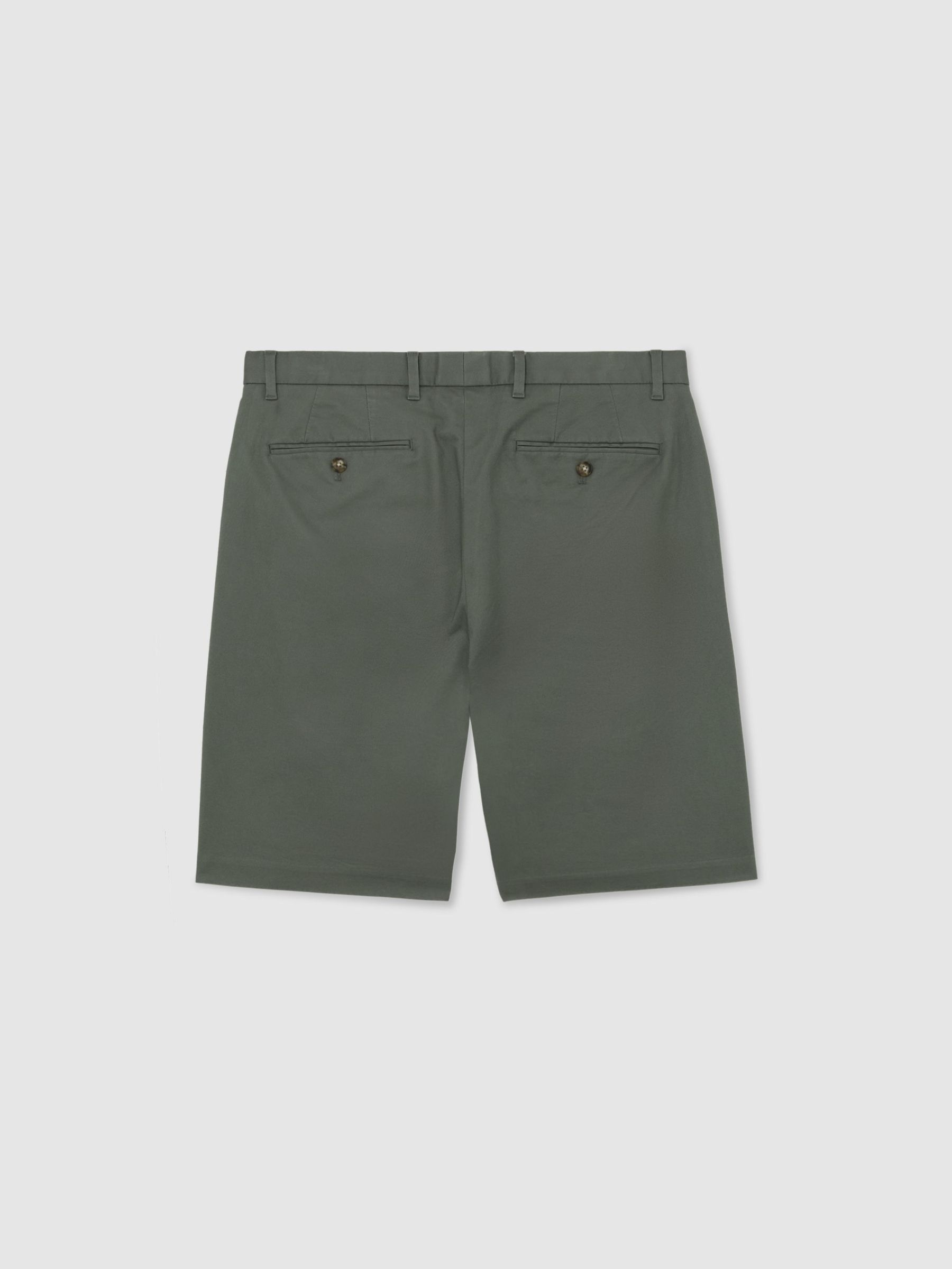 Regular length Cotton Blend Chino Shorts in Sage Green - image 3