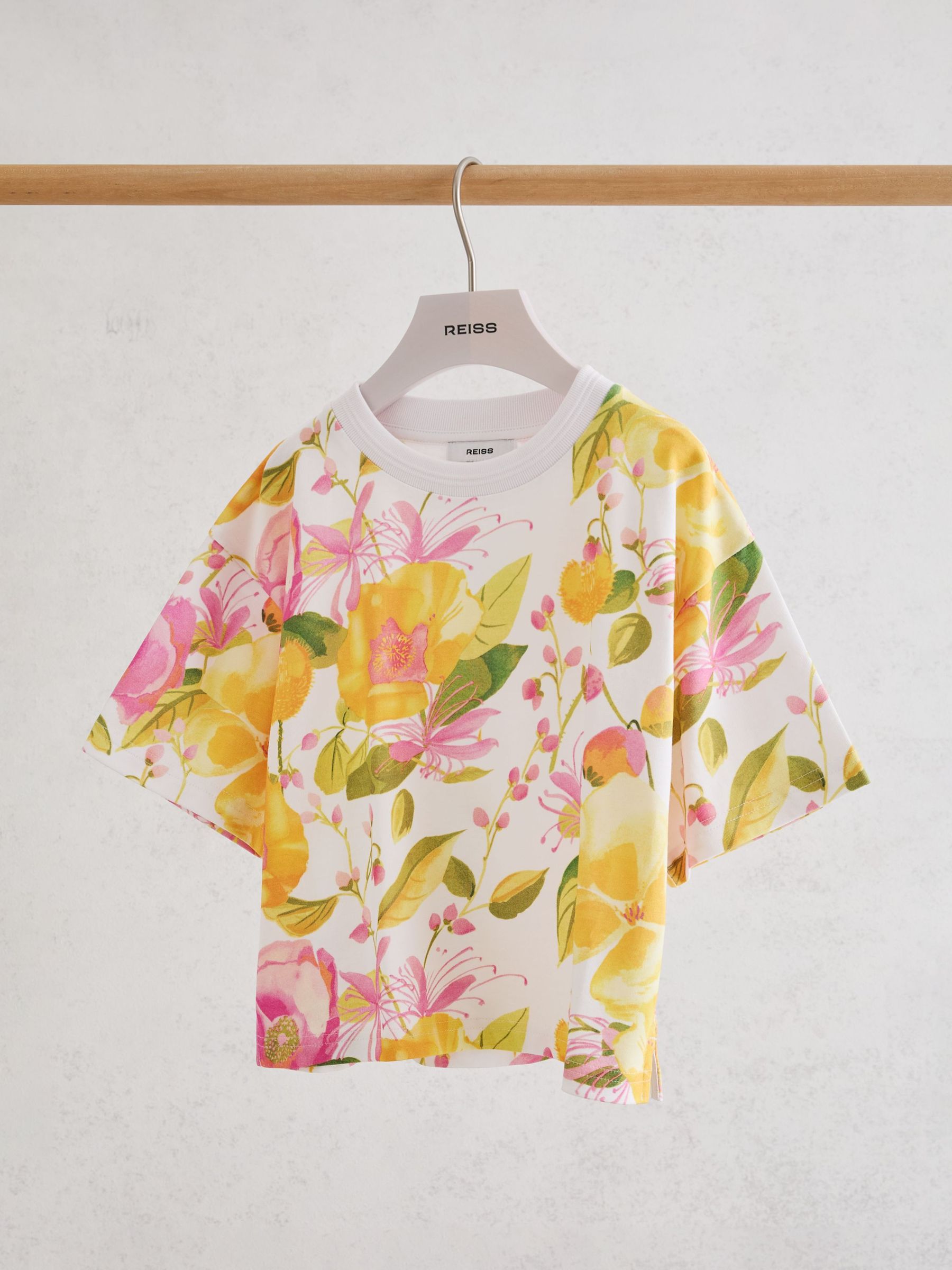 Cotton Floral-Print Relaxed T-Shirt in Ivory Print - Image 2 of 3