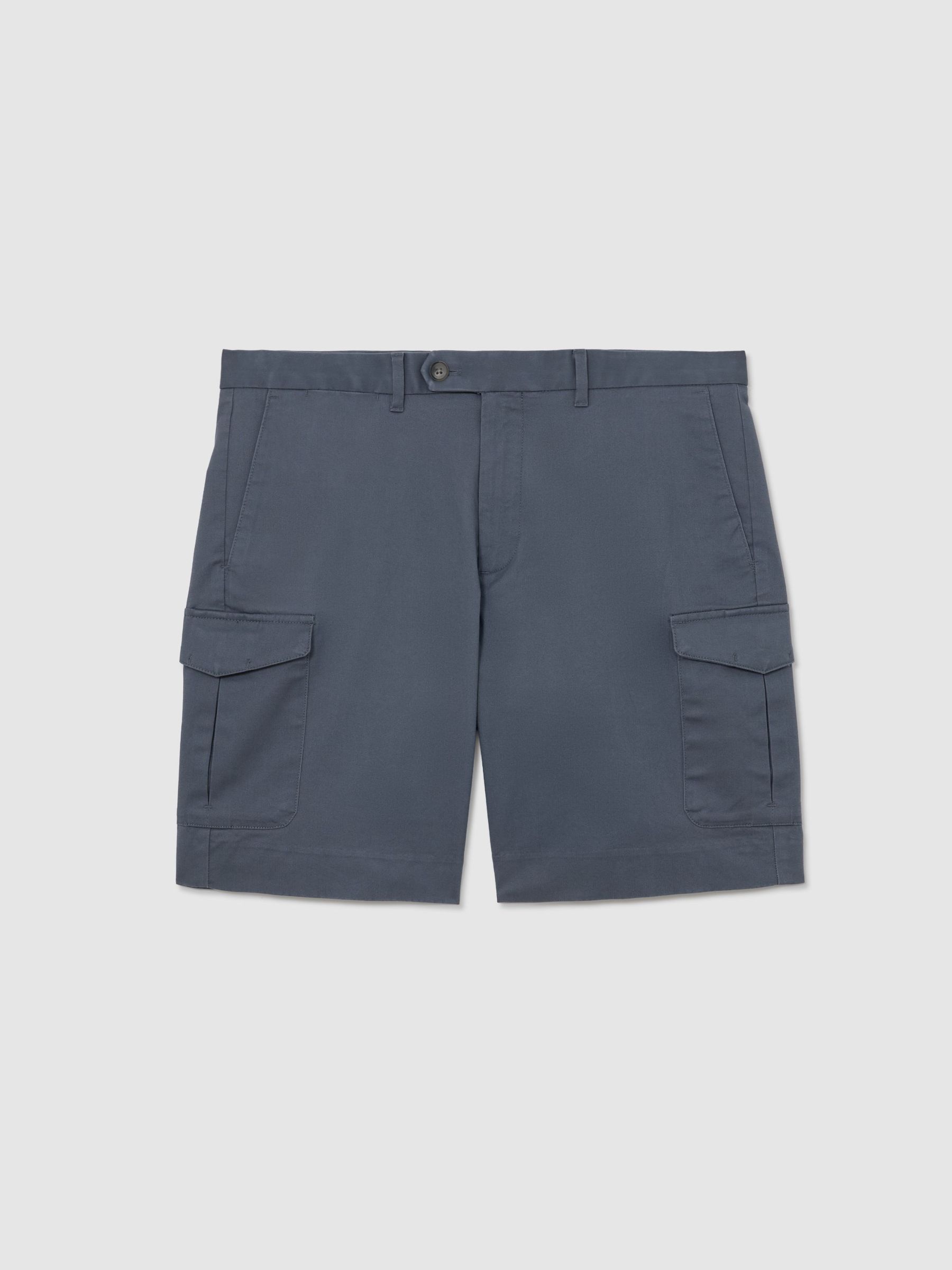 Cotton Cargo Chino Shorts with Stretch in Airforce Blue - image 1