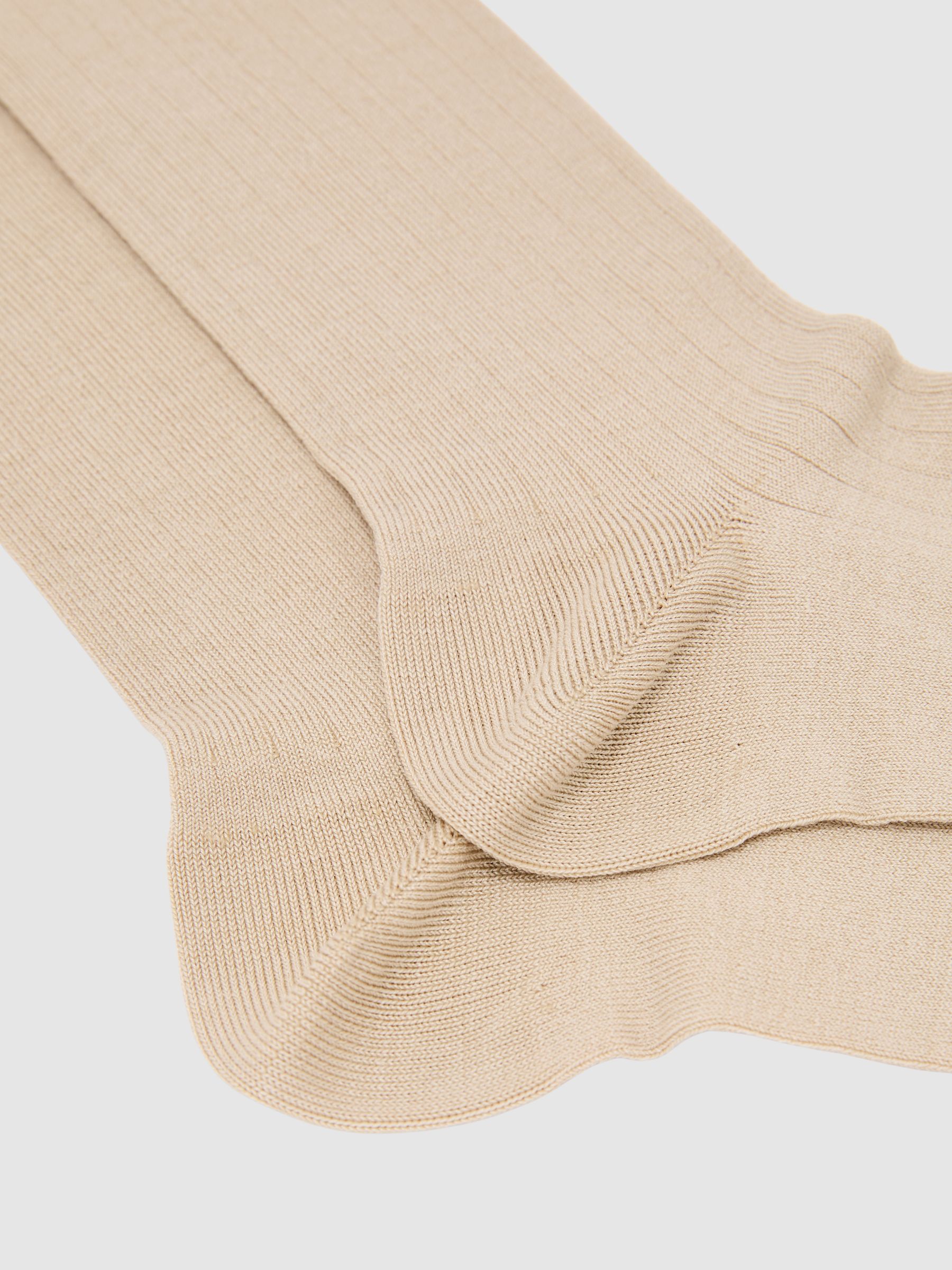 Cotton-Blend Ribbed Socks in Champagne - image 2