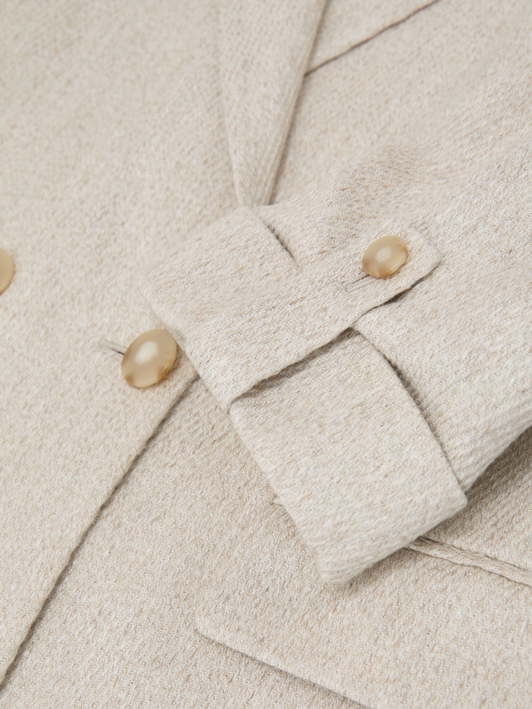 Linen-Blend Textured Double-Breasted Blazer in Neutral - image 2